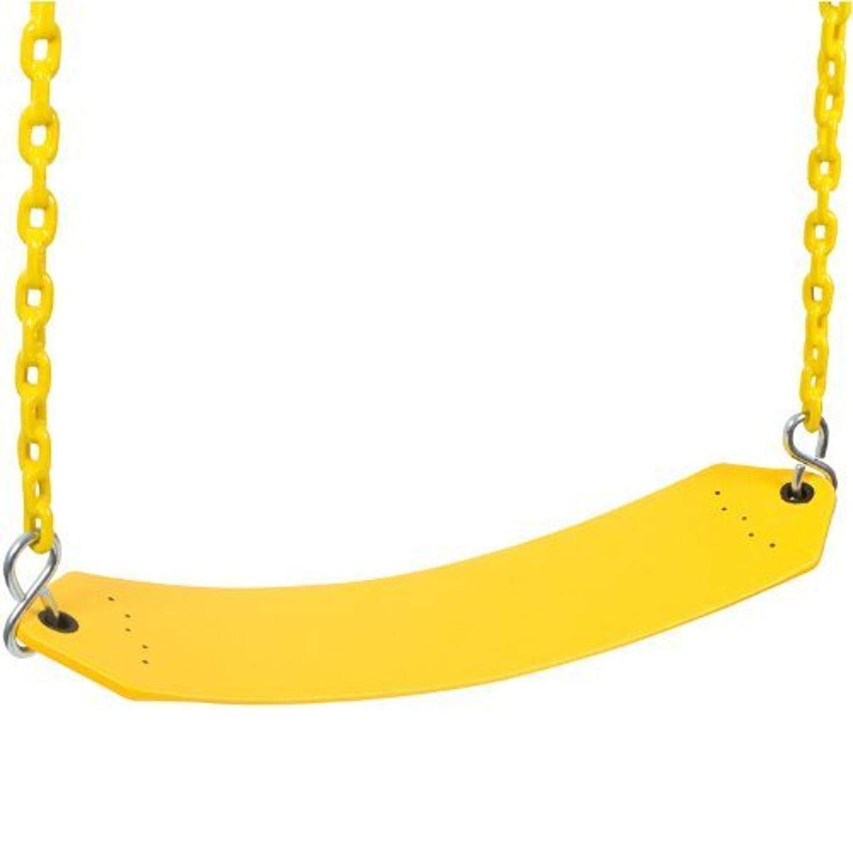 Premium Residential Belt Swing Seat with 8.5 Ft. Coated Chain - Yellow | Heavy-Duty Outdoor Swing Set Accessory for Backyard, Playground & Kids Play Area