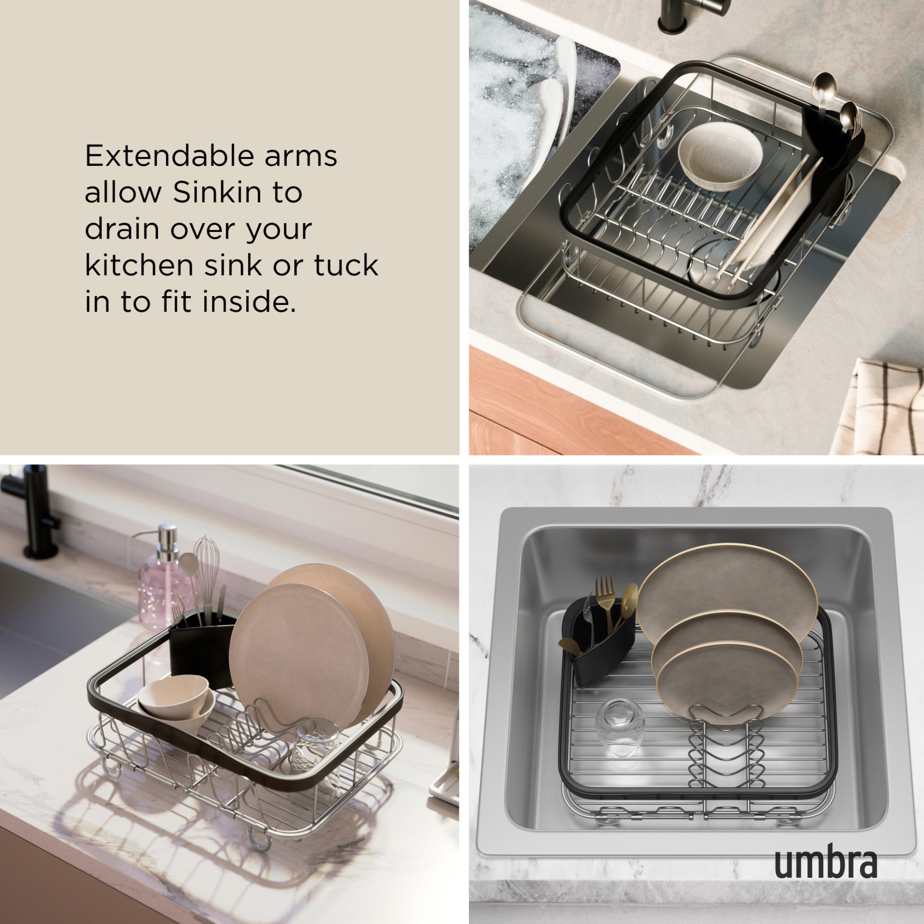 Stainless Steel Dish Drying Rack for Kitchen - Space Saving Sink Organizer with Utensil Holder | Perfect for Countertop, Sink, or Cabinet Storage