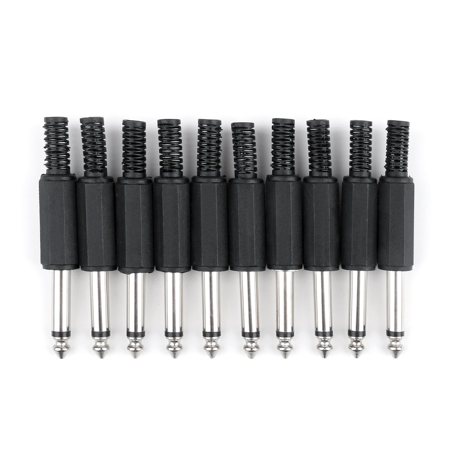 10 Pcs 6.35mm (1/4 Inch) Mono Male TRS Audio Plug Connector - Gold Plated for Guitar, Amplifier, and Professional Audio Equipment