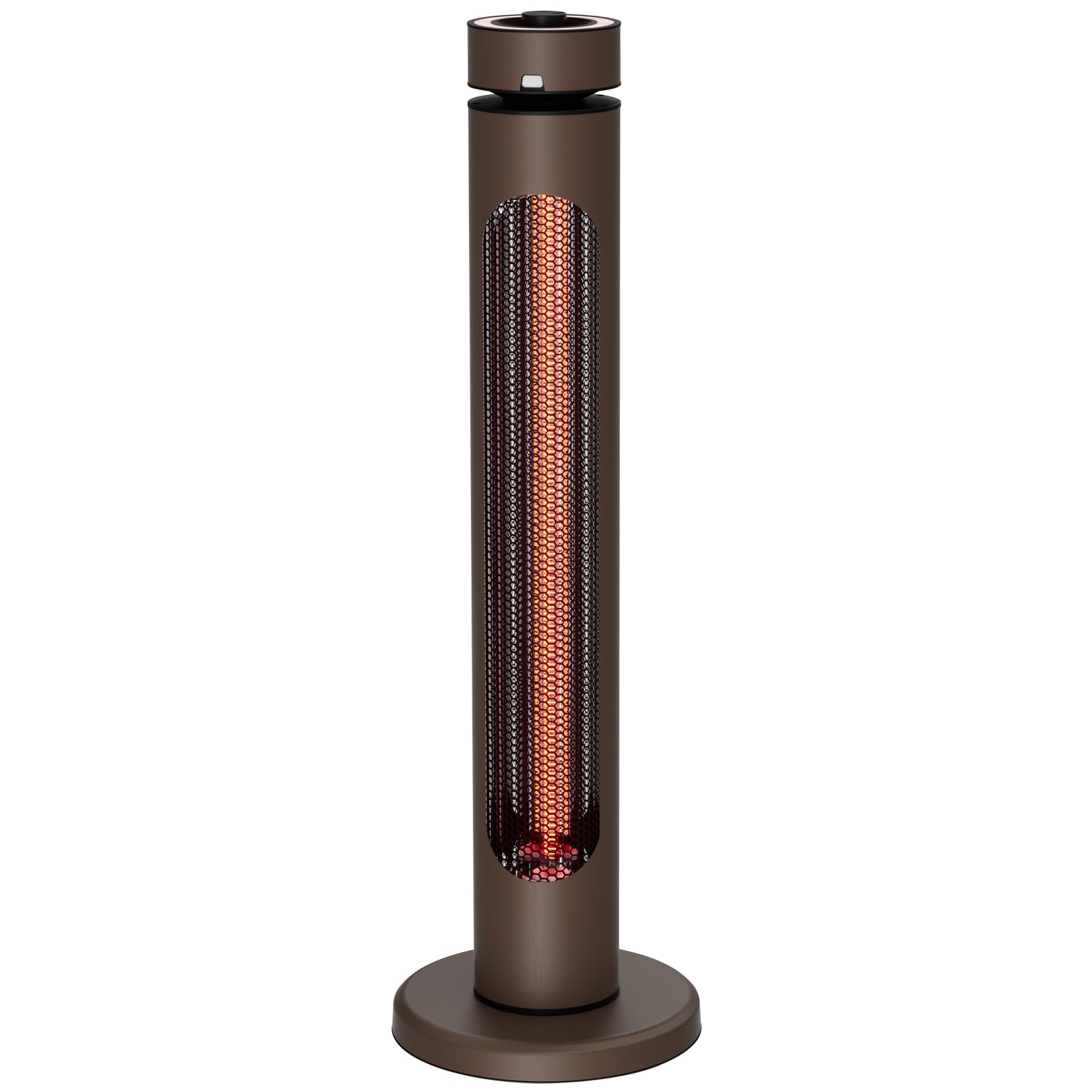 1500W Portable Outdoor Infrared Heater with 8 Heat Levels & 8H Timer - Carbon Fiber Tube Patio Heater with Tip-Over & Overheat Protection - IP65 Waterproof Electric Garden Heater (Brown) - Perfect for Patio, Deck, Garage, and Camping Use