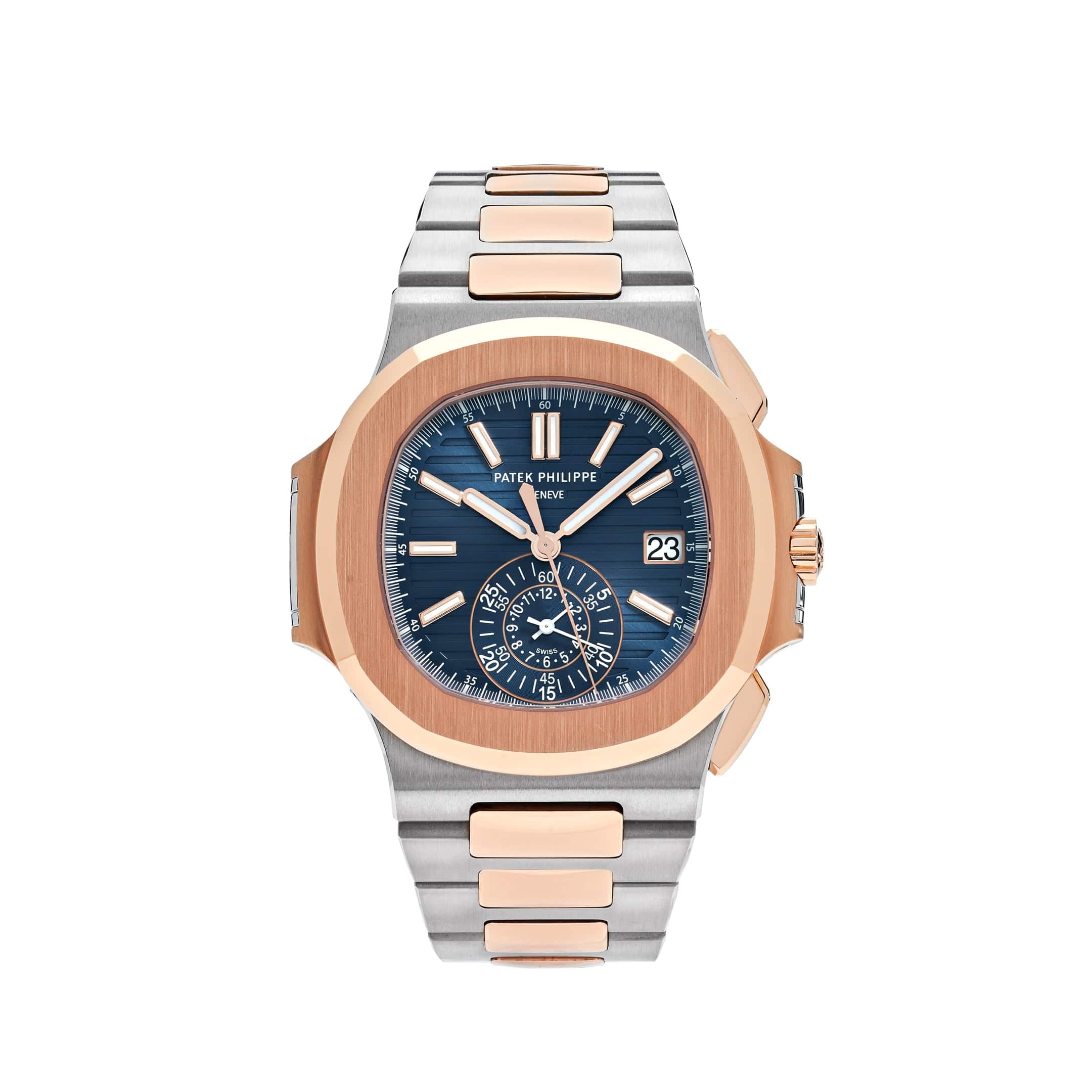 Patek Philippe Nautilus 5980/1AR 001 Chronograph Men's Watch - Stainless Steel & Rose Gold Case, Blue Dial (2019 Model) - Luxury Dress & Business Timepiece for Special Occasions