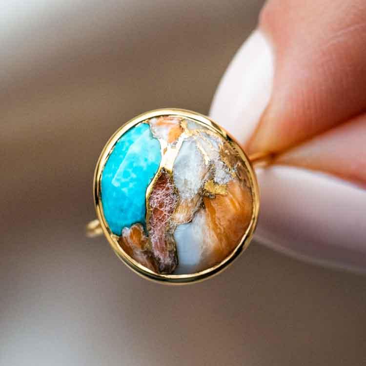 Elegant Statement Oyster Turquoise Ring for Women – Handmade Sterling Silver Boho Jewelry – Perfect for Parties, Weddings & Everyday Wear