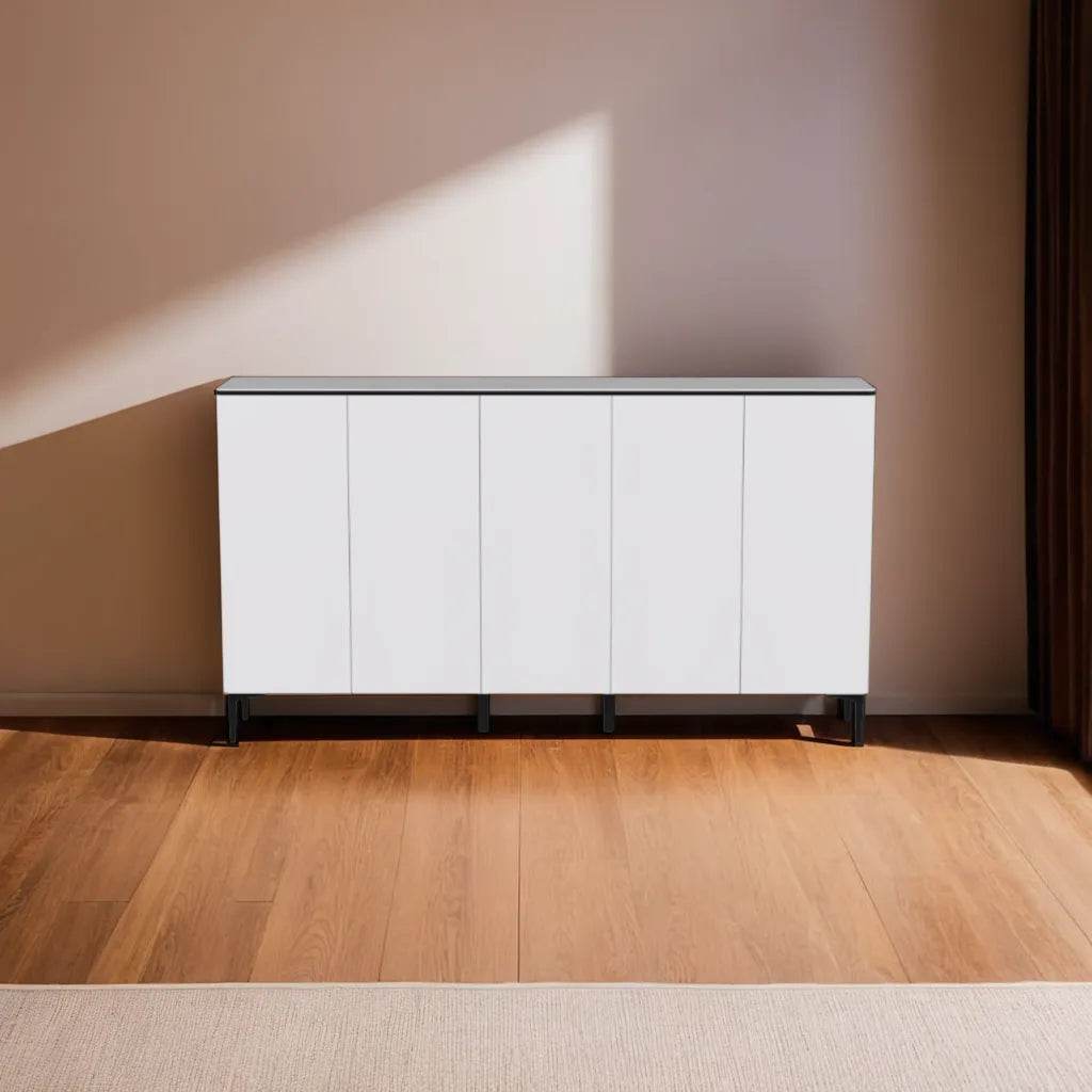 Musto 5-Door Shoe Cabinet with Sintered Stone Surface - Modern Entryway Storage Organizer for Hallway, Mudroom & Closet Organization