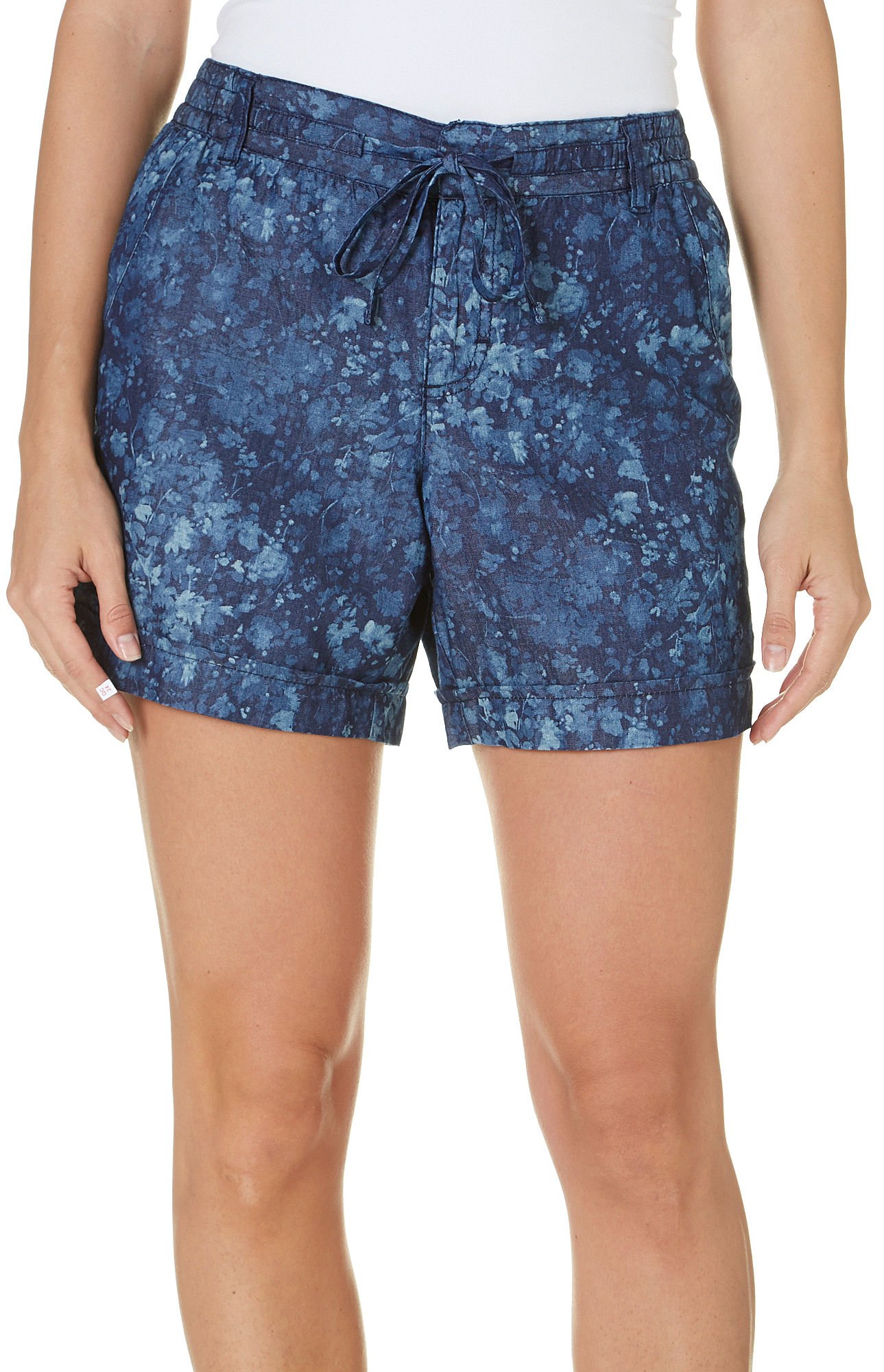Gloria Vanderbilt Women's Molly Soft Chambray Print Denim Shorts - Phoenix Wash | Comfortable Casual Summer Shorts for Women | Perfect for Beach, Picnic & Everyday Wear