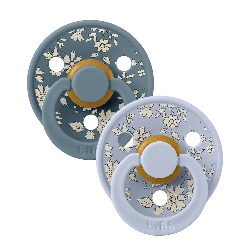 BIBS X Liberty Colour Pacifier 2-Pack - Soft & Safe Baby Soothers for Newborns & Infants - Perfect for Daycare, Travel & Bedtime Comfort