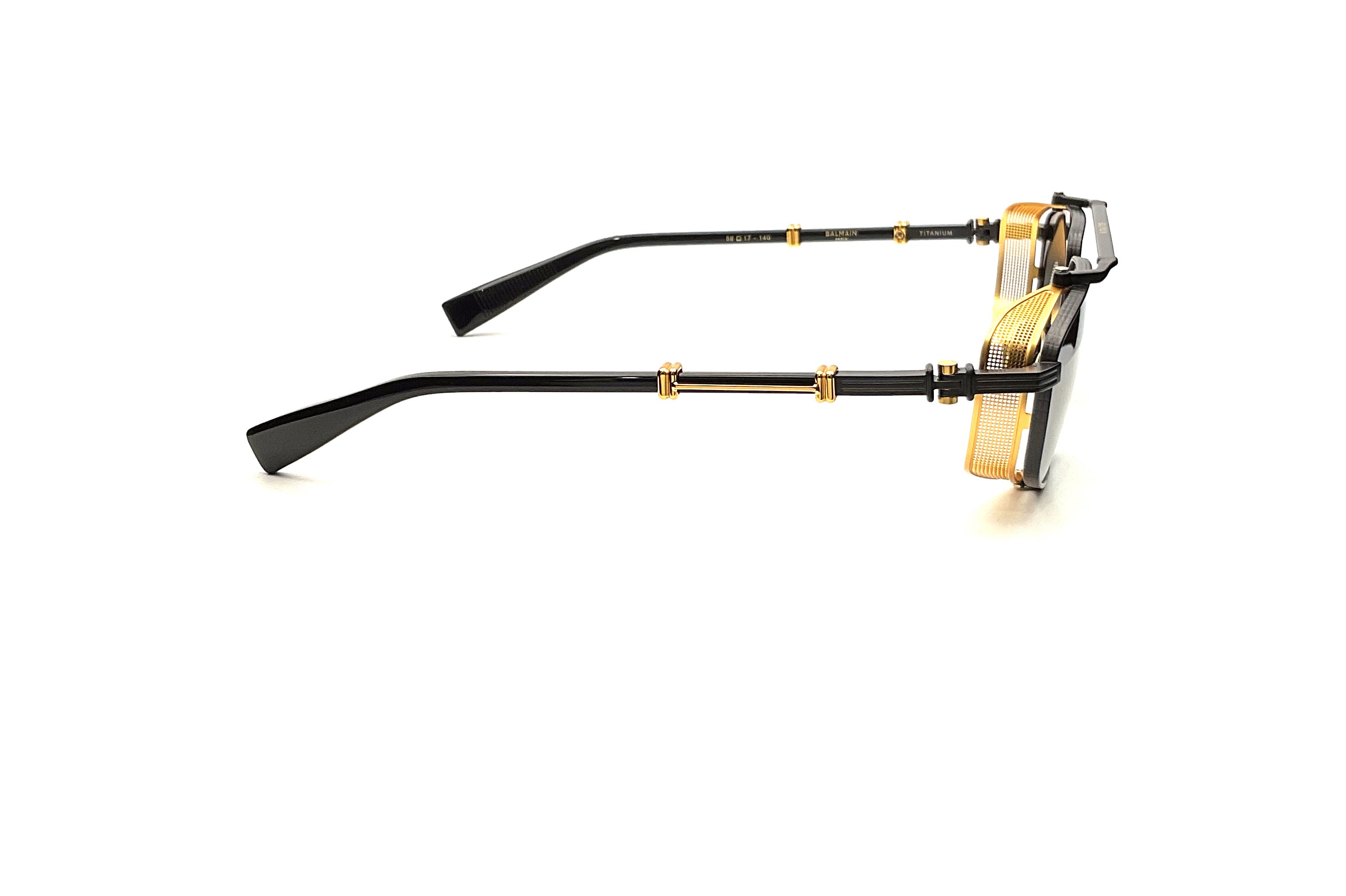 Balmain Brigade V Matte Black & 18k Gold Plated Luxury Sunglasses – Solid Shiny Black Frame for Men & Women – Perfect for Fashion, Travel & Outdoor Activities