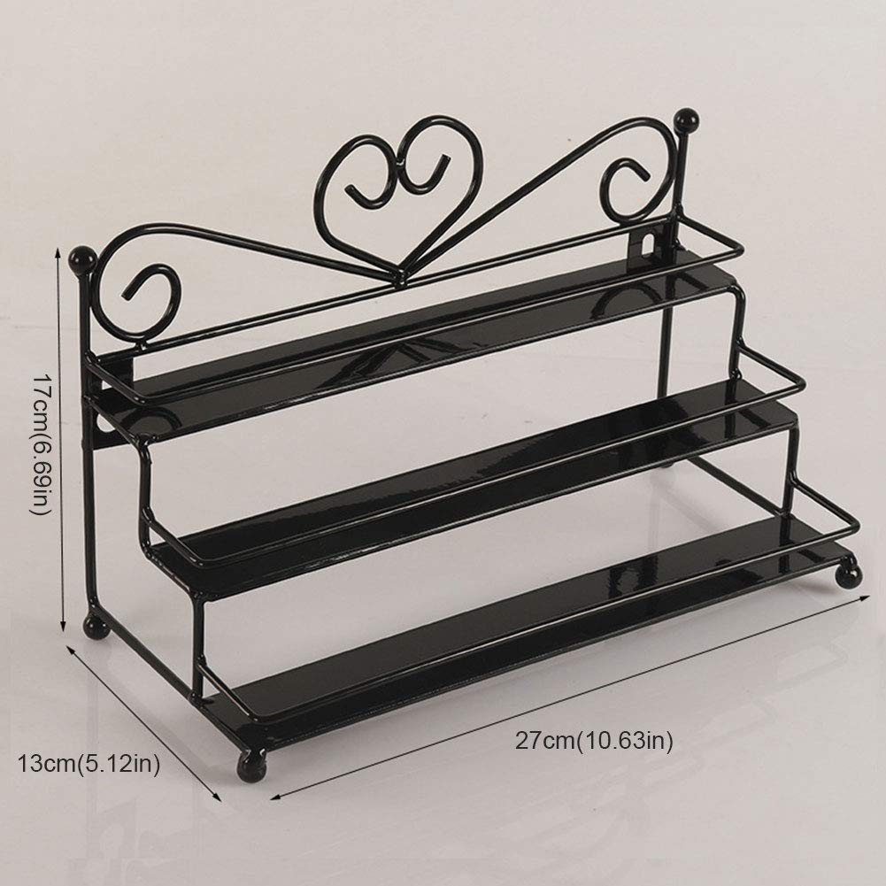 Black Metal Nail Polish Wall Rack Organizer - 3-Tier Mounted Shelf for Nail Polish, Essential Oils & Perfume Bottles - Space-Saving Bathroom & Vanity Storage Solution - Perfect for Salon, Spa & Home Organization
