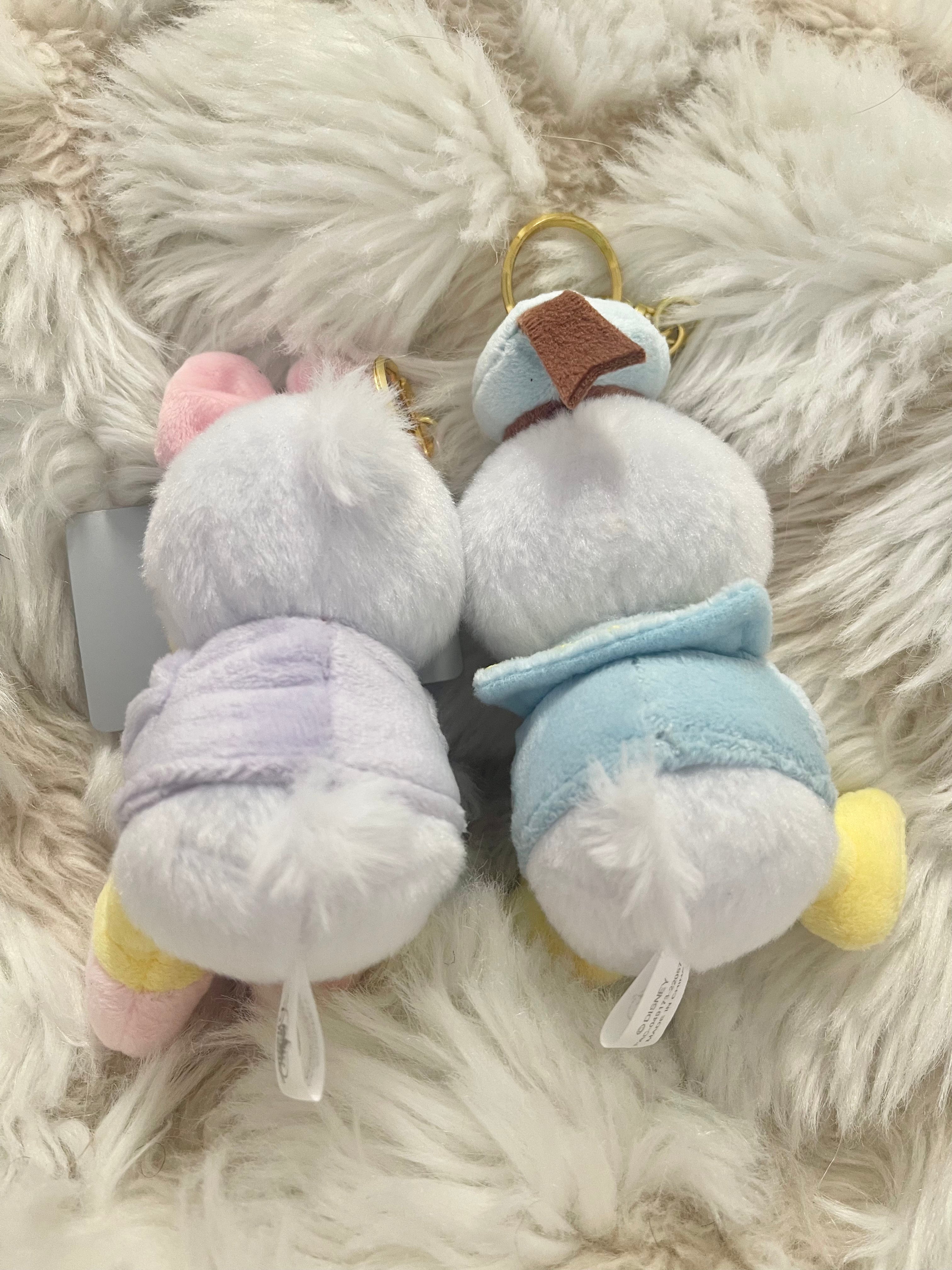 Disney Store Japan Sleepy Donald and Daisy Keychain Plush - Cute Soft Stuffed Animal Keyring for Bags, Backpacks, Gifts & Collectibles