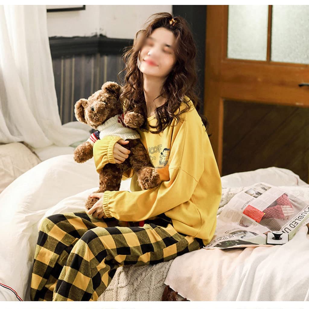 EKDSPW Women's Pajama Set - Long Sleeve Cute Sleepwear for Women, Spring & Autumn Floral Print Loungewear, Soft & Comfortable Home Outfit (Color A, Size L) - Perfect for Sleepovers, Relaxing at Home, and Cozy Evenings
