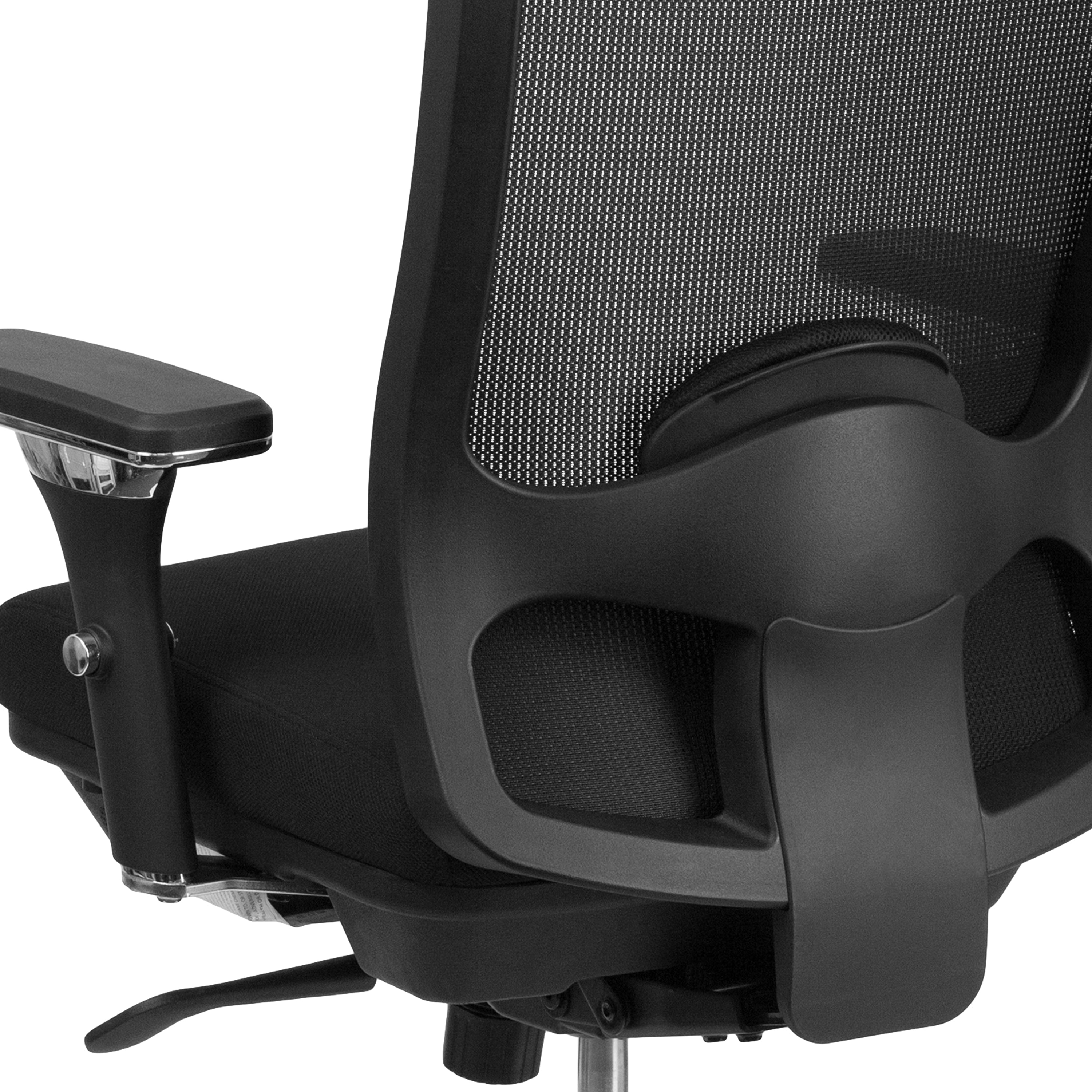 FLASH HERCULES Series Heavy Duty Big & Tall Office Chair - 350 lb Weight Capacity, Black Mesh, Ergonomic Swivel Design for 24/7 Intensive Use - Perfect for Home Office, Gaming & Workspace Comfort
