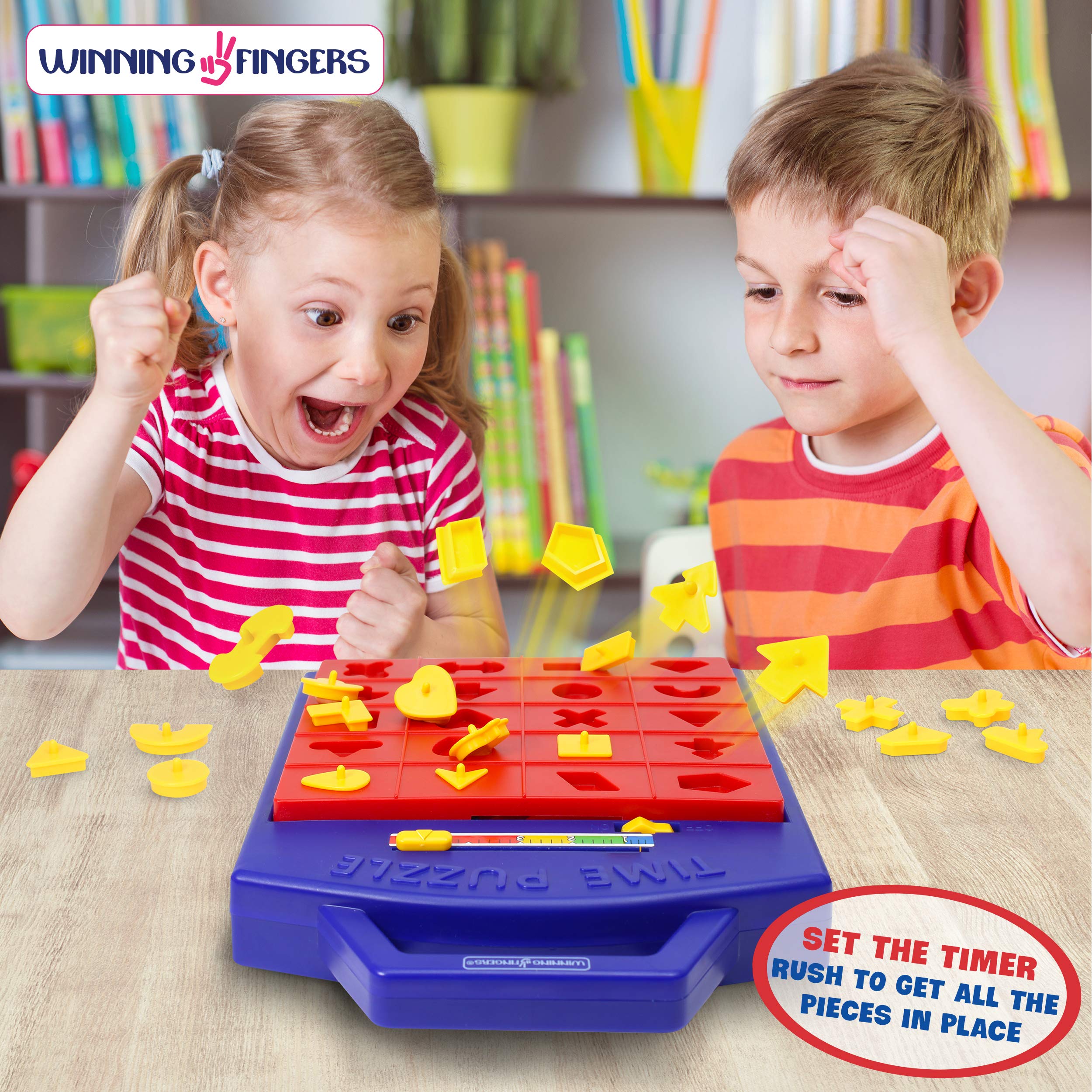 Winning Fingers Shape Toy Puzzle Game - Fun Pop Up Board Game with Shape Matching for Kids Ages 3+ | Educational STEM Learning Toy for Preschoolers | Perfect for Family Game Night & Classroom Activities