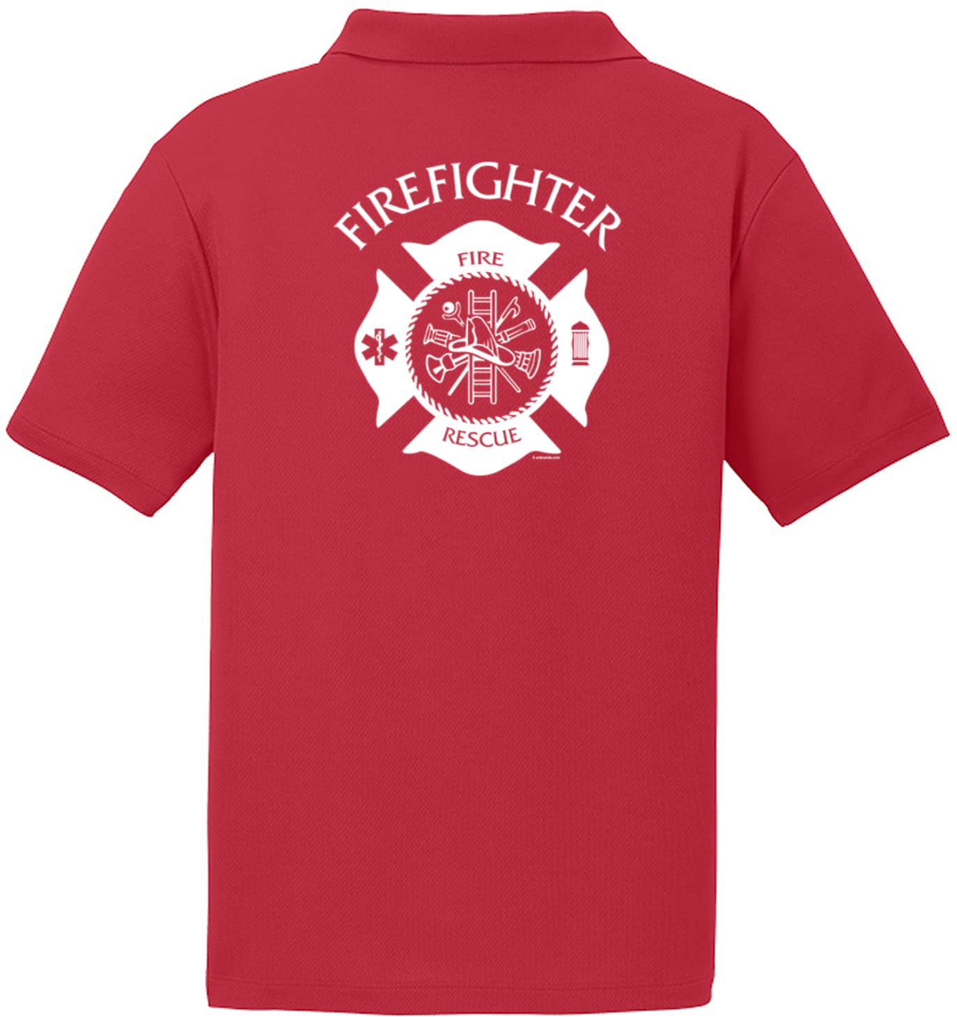 Firefighter Rescue Textured Polo Shirt - Front & Back Design for First Responders | EMS, Fire Station & Emergency Duty Wear