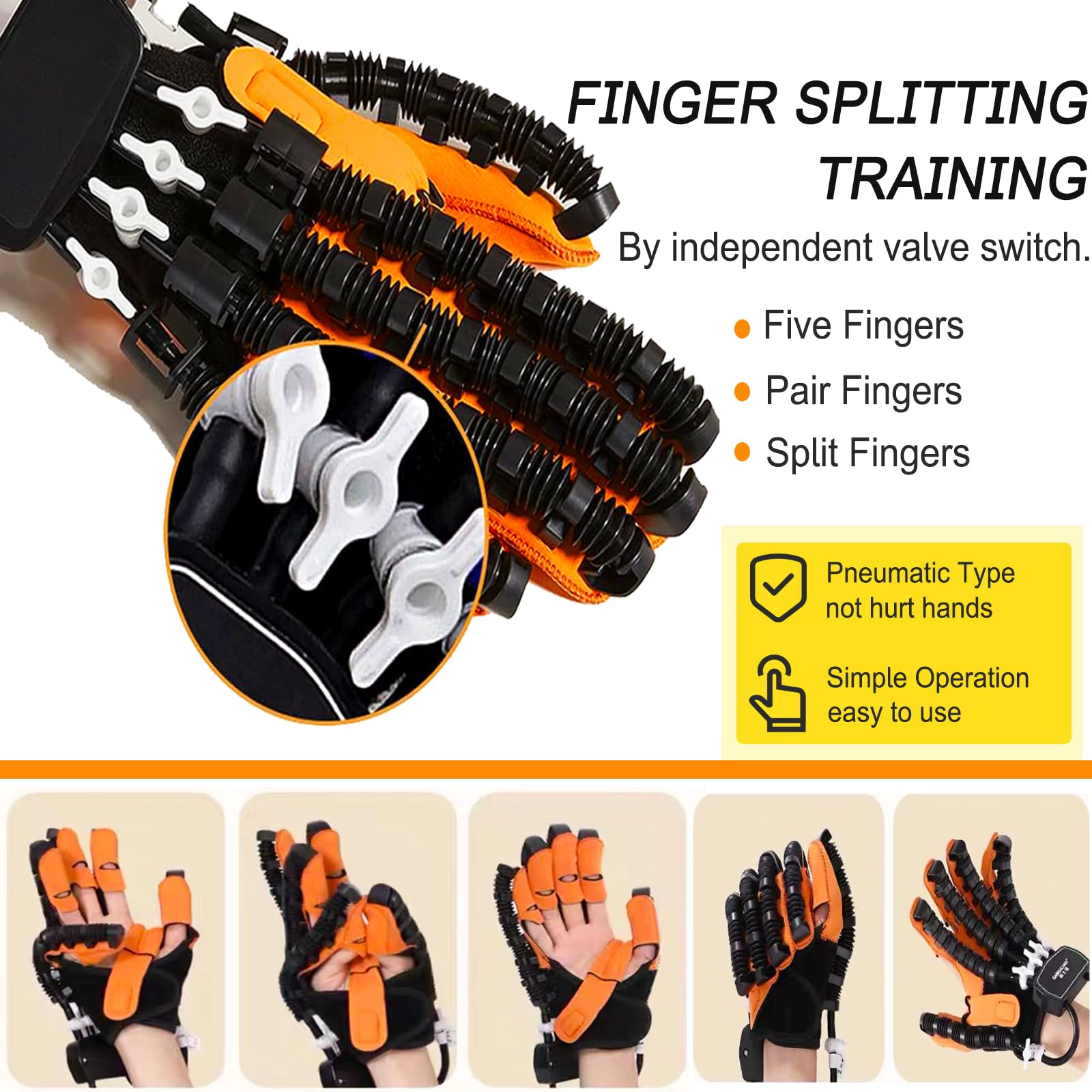 Upgraded Rehabilitation Robot Gloves for Stroke Recovery & Hand Therapy - USB Rechargeable Automatic Hand Trainer Gloves - Ideal for Post-Stroke Rehabilitation & Physical Therapy at Home