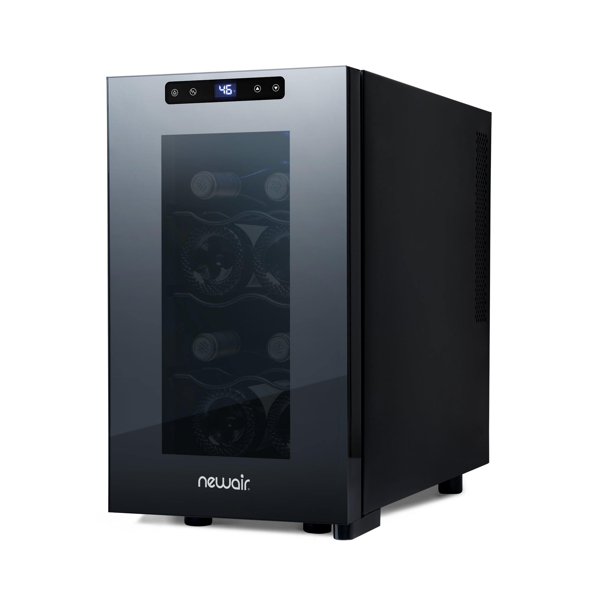 Newair® 8 Bottle 10.2 Inch Black Freestanding Countertop Wine Cooler Refrigerator - Perfect for Kitchen, Bar, Dining Room & Wine Cellar Storage