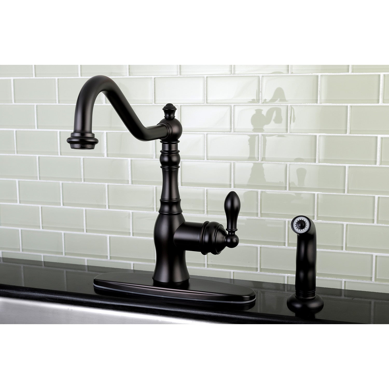 American Classic GSY7705ACLSP Single Handle 2/4 Hole Deck Mount Kitchen Faucet with Pull Down Sprayer in Oil Rubbed Bronze - Perfect for Modern Farmhouse & Rustic Style Kitchens