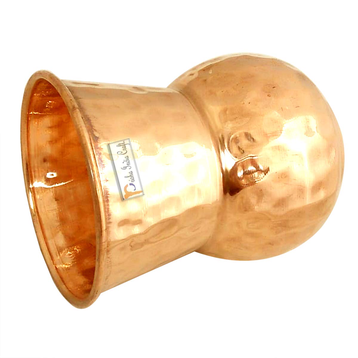 Prisha India Handcrafted Copper Glass Tumbler Set - 8 Piece Hammered Muglai Matka Design - 375ml Capacity - Elegant Indian Tea Cups for Home, Office & Gifting - Perfect for Chai, Coffee & Traditional Beverages