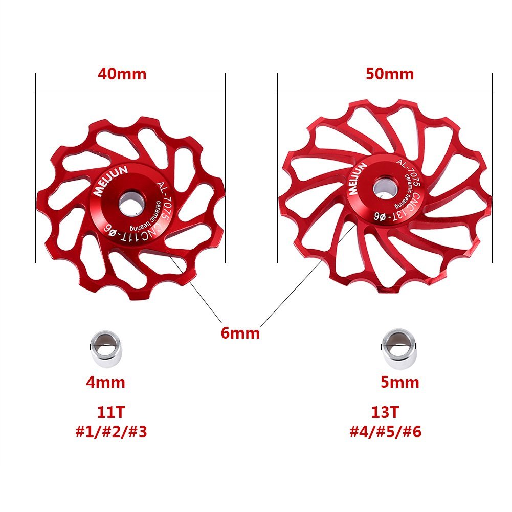 VGEBY 2Pcs Ceramic Bearing Bicycle Derailleur Pulley Wheels - 11T & 13T Replacement Set (Blue 11T) - High-Speed Road Bike Rear Derailleur Upgrade - Smooth Shifting for Mountain & Road Bikes