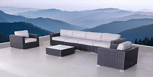 Outdoor Wicker Patio Furniture 7-Piece Sectional Conversation Sofa Set for Backyard, Porch or Pool | Rattan Patio Seating Group with Coffee Table | No Assembly Required Water-Resistant All-Weather Furniture for Garden, Deck and Outdoor Living Spaces [CM-9039]