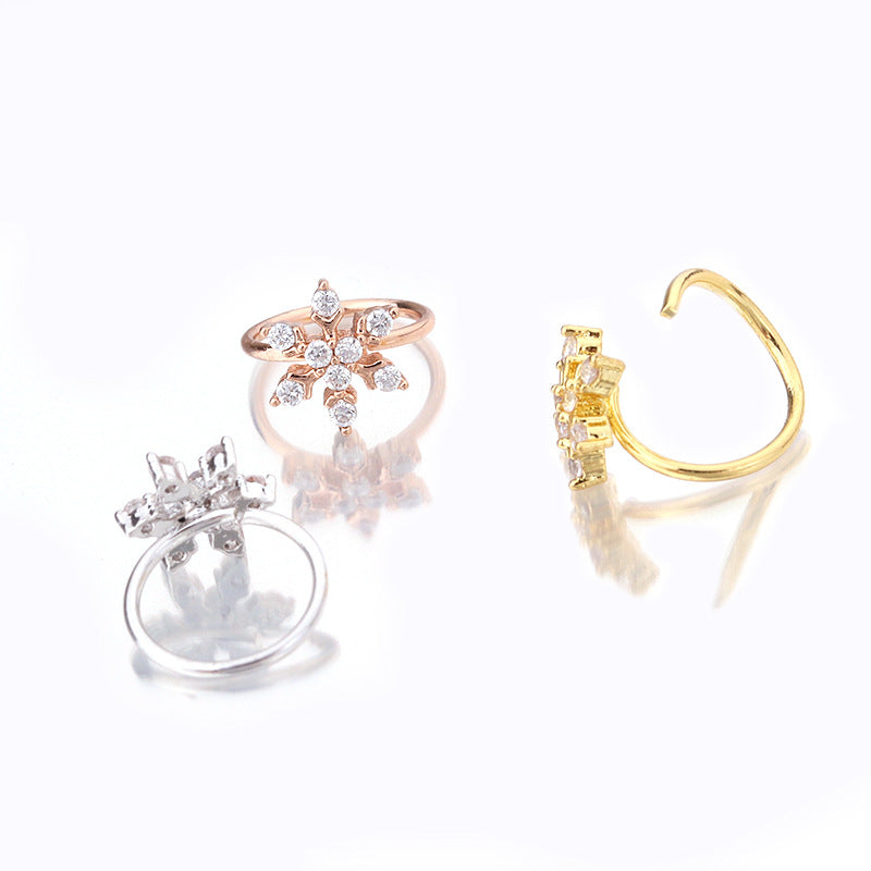 18K Gold Nose Ring Hoop - 20G Snow & Rose Gold Nose Stud for Women | ER8515 | Perfect for Everyday Wear, Parties & Special Occasions