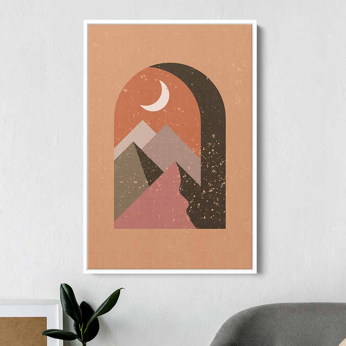 Orange Mountains Wall Art Canvas Print - Modern Landscape Painting for Living Room, Bedroom & Office Decor