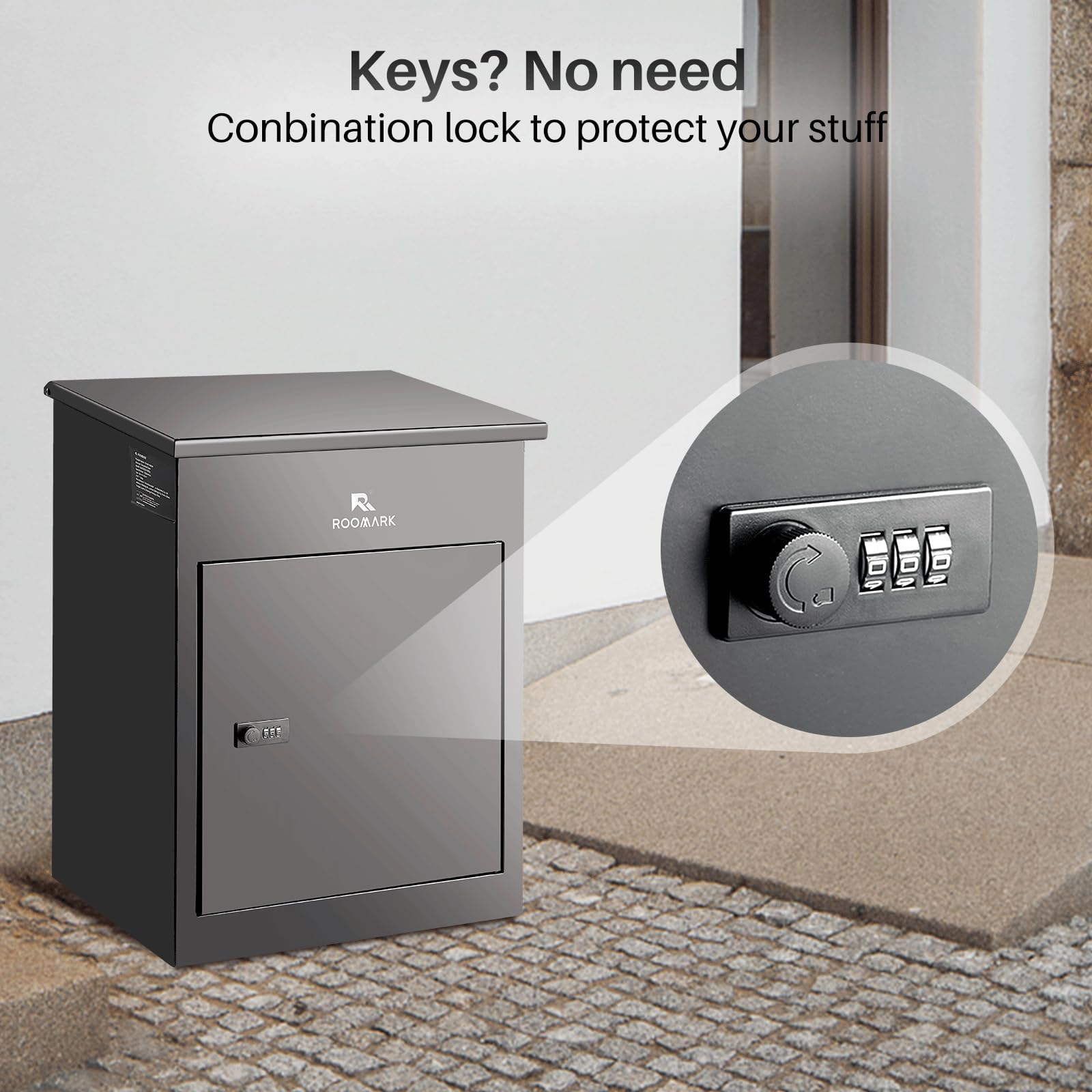 17x14x23 Inch Waterproof Weather-Resistant Galvanized Steel Package Delivery Box - Outdoor Mailbox for Porch, Fence & Curbside - Large Capacity Black Parcel Drop Box (Perfect for Secure Package Delivery, E-commerce Shipments & Mail Protection)