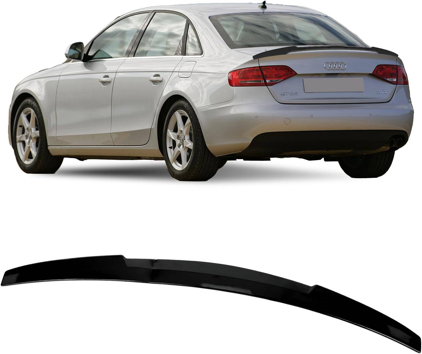 2009-2016 Audi A4 Quattro B8 Sedan 4-Door Trunk Spoiler - V Style Gloss Black Rear Wing | Enhances Aerodynamics & Sporty Look for Street Racing & Car Shows