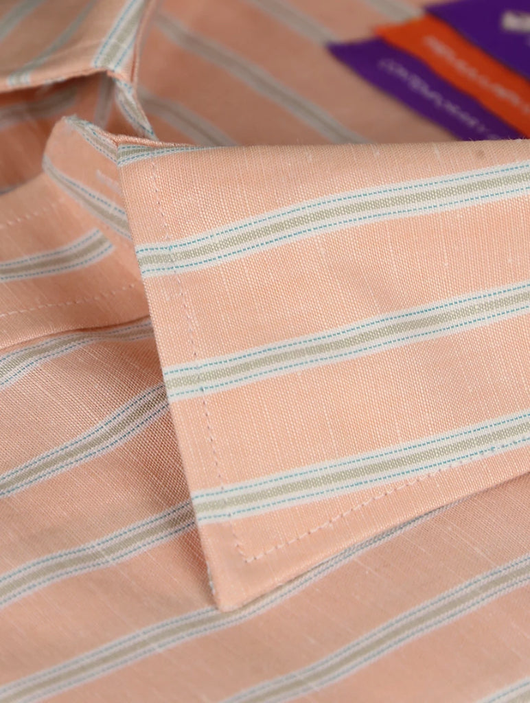 Jarrow Linen Stripe Shirt for Women - Breathable Orange Summer Blouse - Casual Office Wear & Beach Outfit