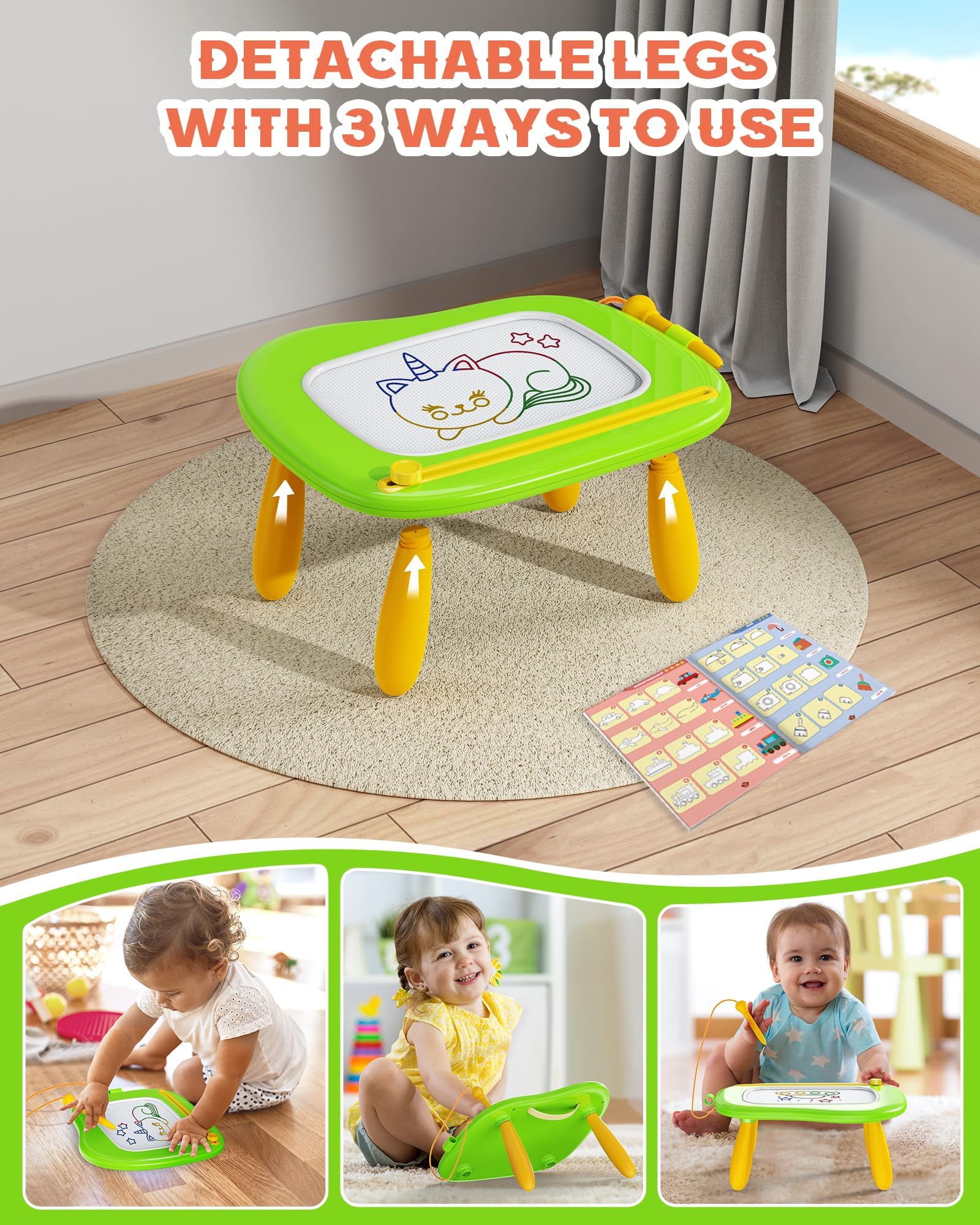 Bravokids Magnetic Drawing Board - Toddler Doodle Toy for Boys & Girls 1-3 Years - Educational Learning & Travel Activity