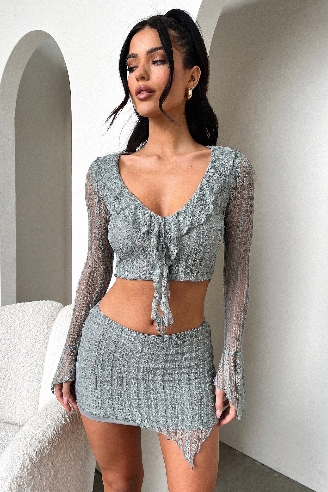 Aperol Skirt for Women - Soft Grey Midi Skirt | Comfortable & Stylish for Office, Date Night & Casual Outings