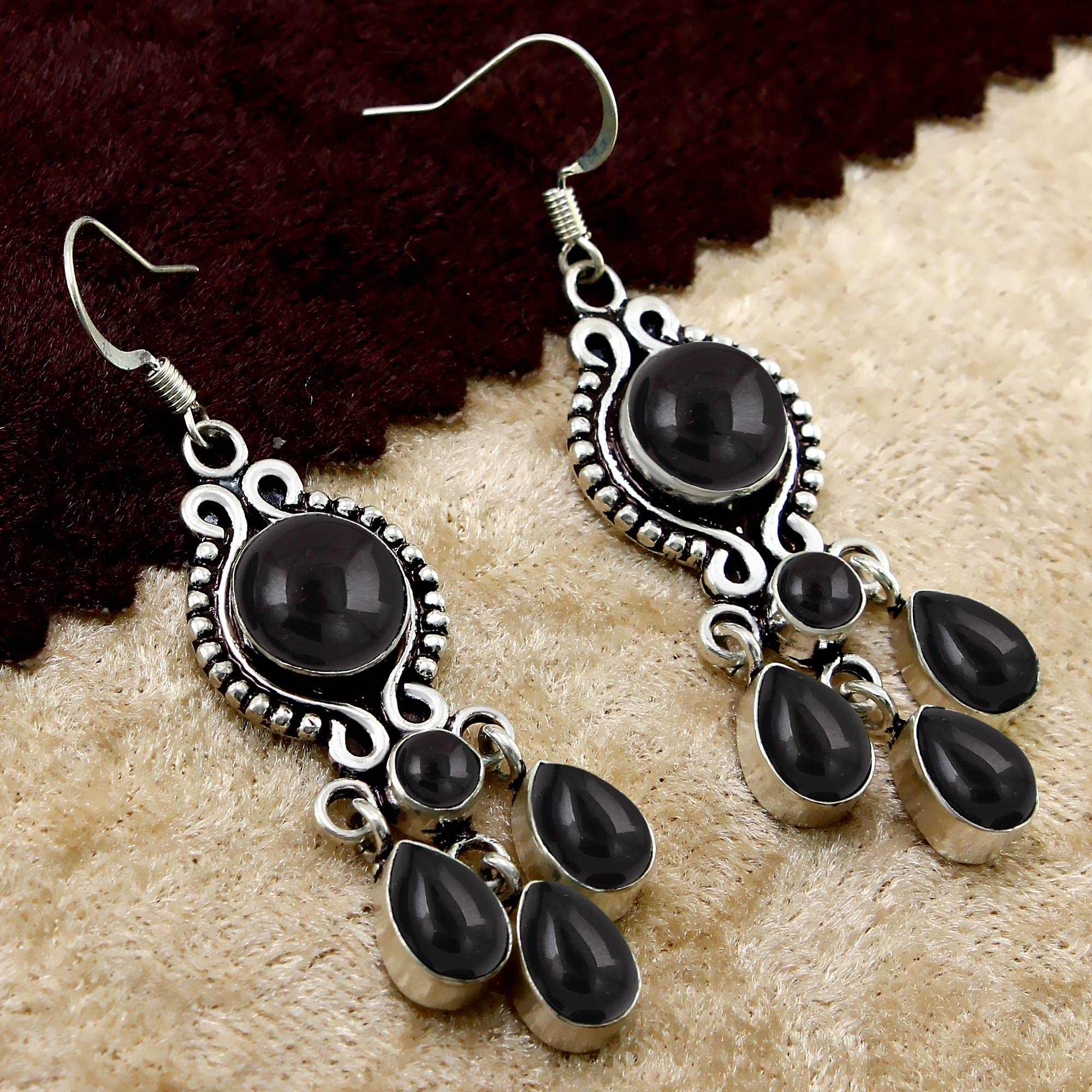 13.65ct Natural Round Gemstone Earrings for Women - Handmade Boho Dangle Jewelry for Wife & Girlfriend - Perfect Birthday Gift & Everyday Wear