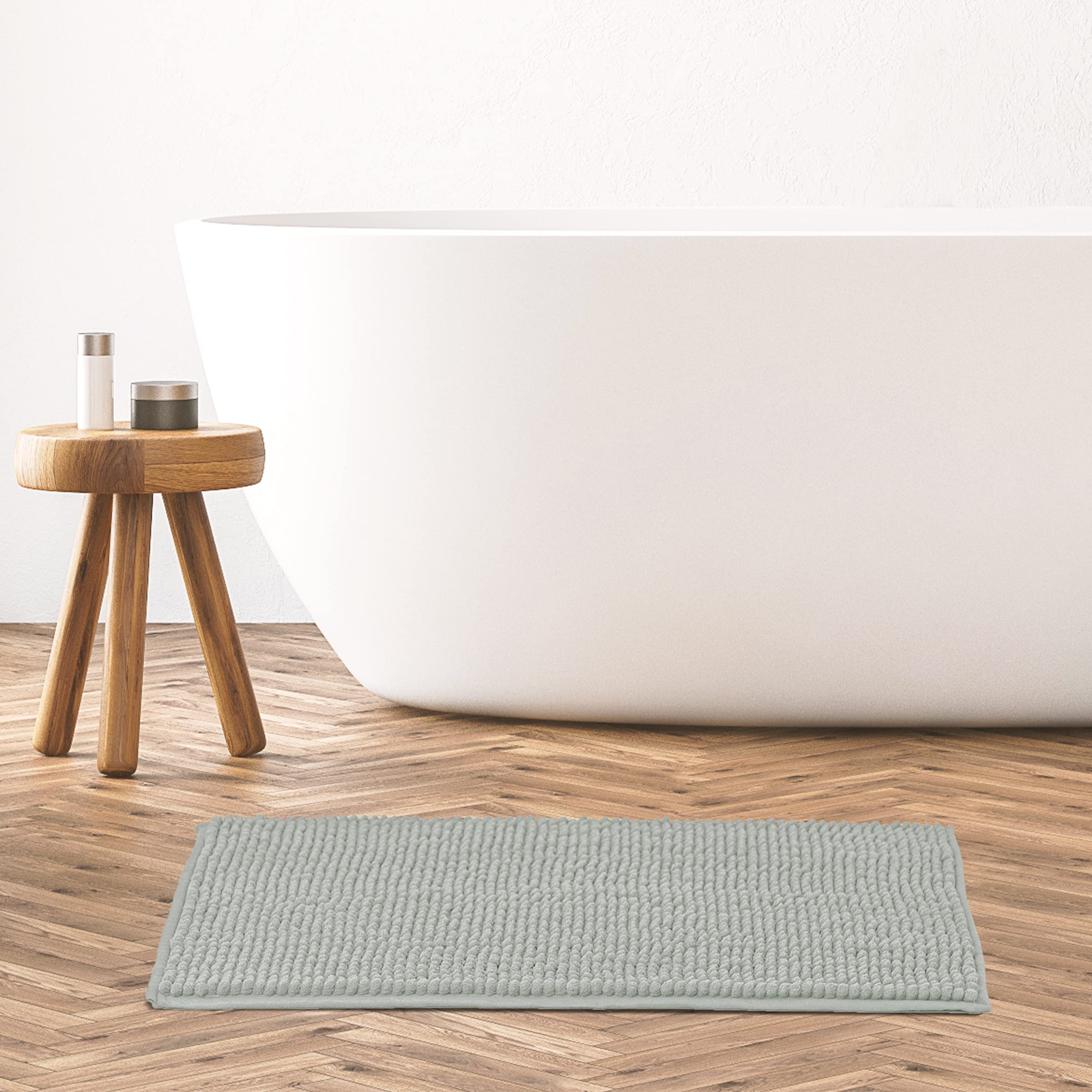 SUBRTEX Soft Striped Plush Bathroom Rug - Absorbent Quick-Drying Machine Washable Bath Mat for Shower & Bathroom (20
