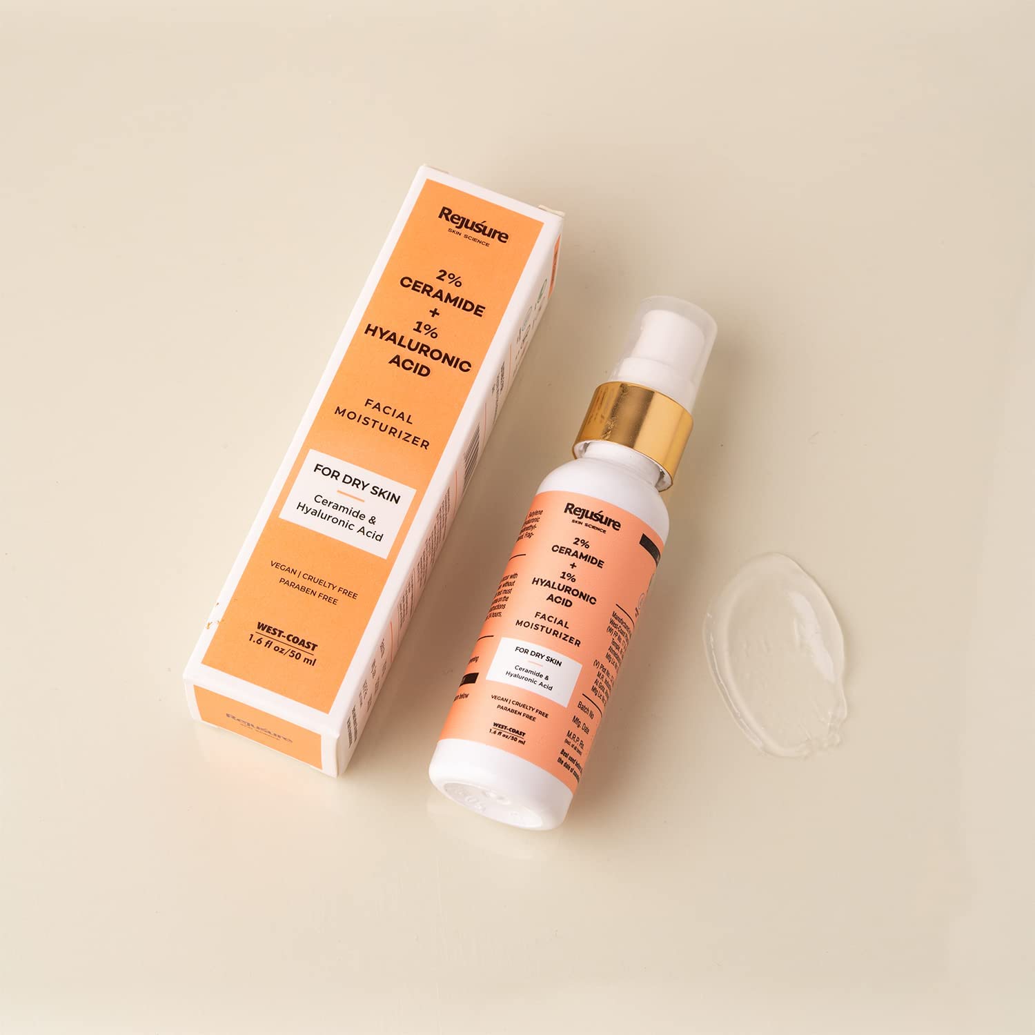 Rejusure Ceramide + Hyaluronic Acid Face Moisturizer Cream - 24 Hour Hydration for Dry, Sensitive & Glowing Skin | Anti-Aging Skin Care Treatment | Day & Night Use | 1.7 oz (50ml) | Perfect for Winter Skincare Routine & Post-Facial Hydration