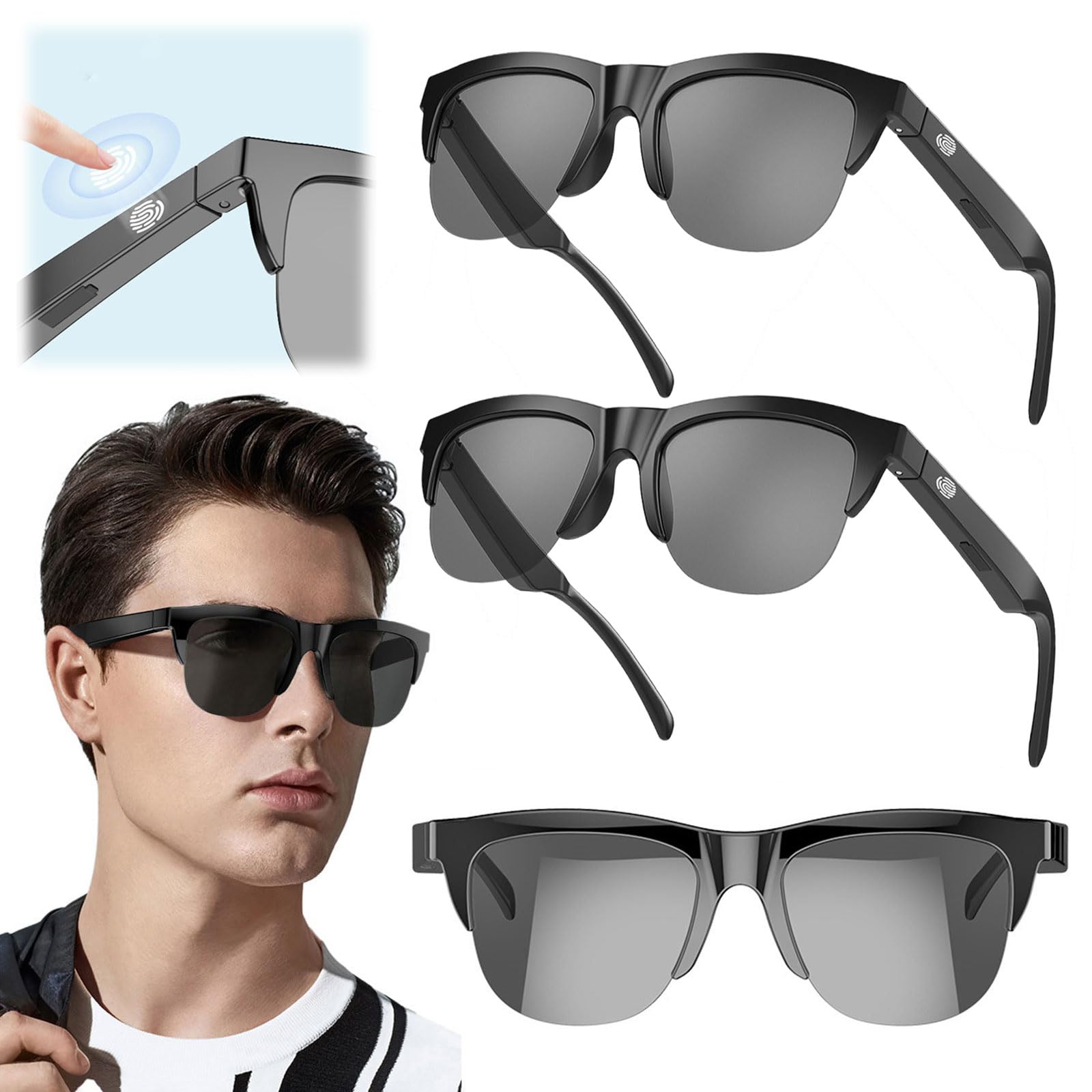 Smart Polarized Bluetooth Sunglasses with Built-in Mic & Speakers - Voice Assistant Enabled, UV Protection Audio Glasses for Running, Driving & Outdoor Activities