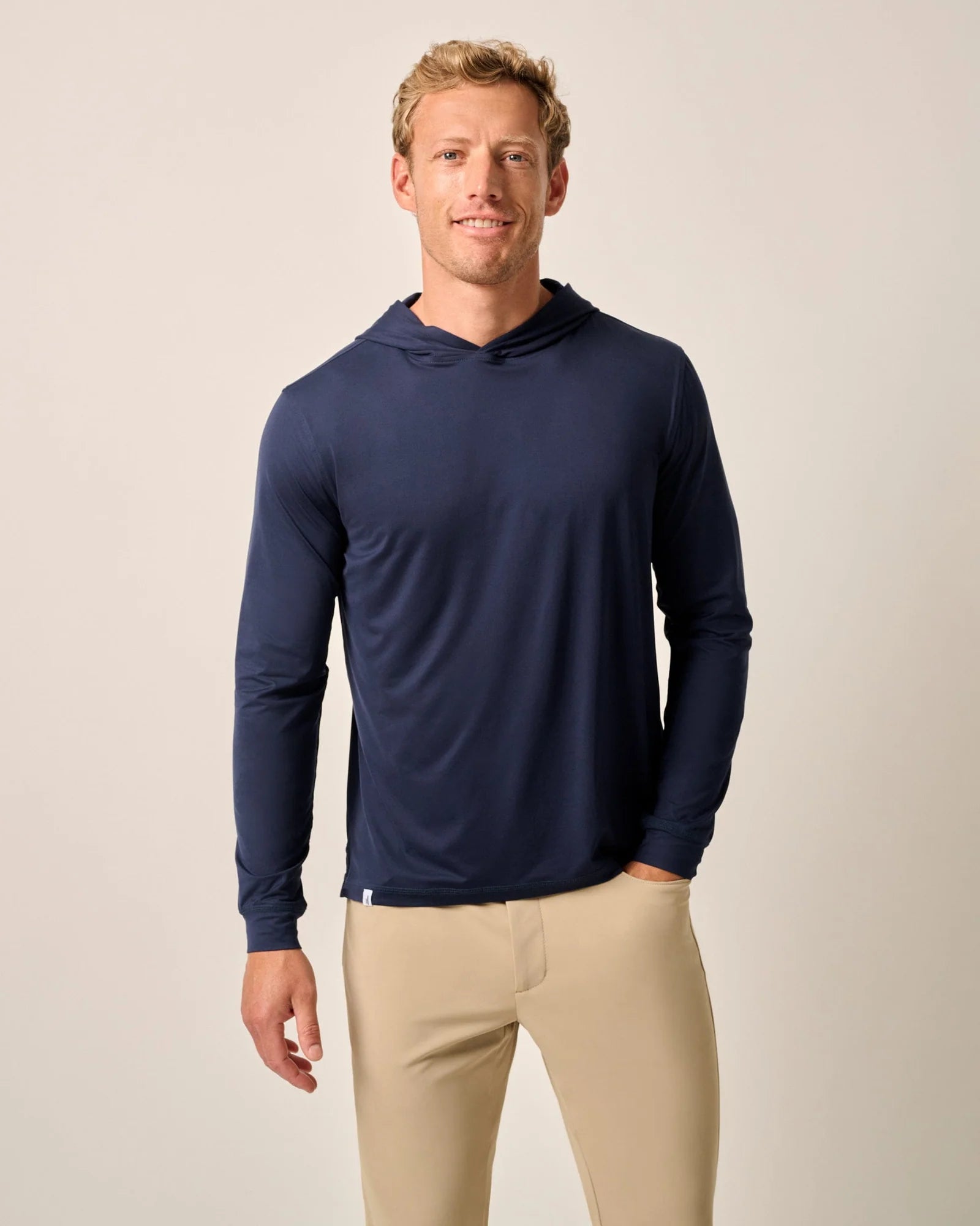 Johnnie O Talon Hooded Long Sleeve T-Shirt for Men - Navy Blue Casual Pullover Shirt with Hood - Perfect for Outdoor Activities, Travel & Everyday Wear