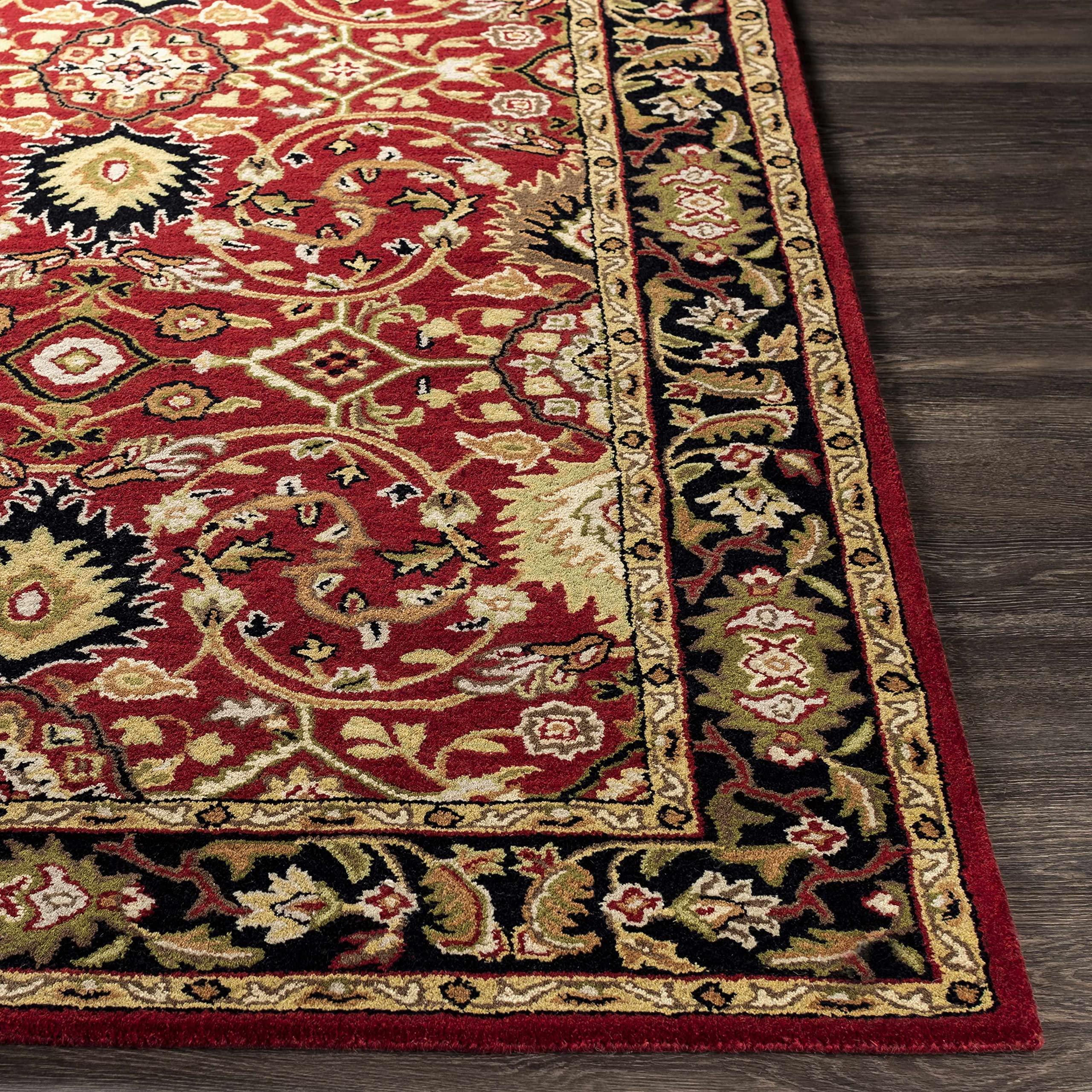Hauteloom Encinitas Wool Area Rug for Living Room & Bedroom - Traditional Black, Beige, Purple 2' x 3' - Soft & Durable Handmade Rug for Home Decor, Cozy Floor Covering