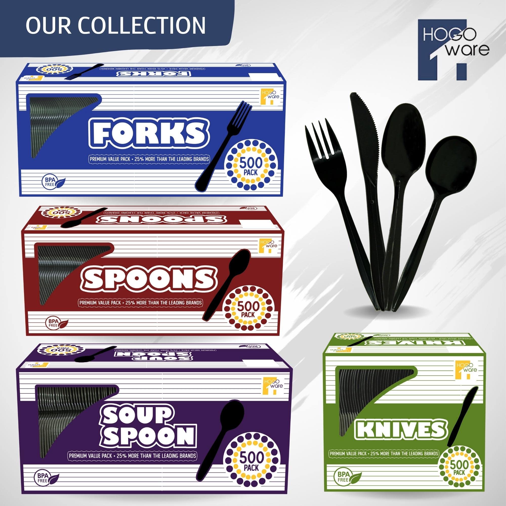 500 Pack Black Plastic Forks - Heavy Duty Disposable Cutlery Set | Premium Plastic Utensils for Parties, BBQs, Picnics, Office and Home Use | Bulk Plasticware for Catering, Events & Everyday Dining