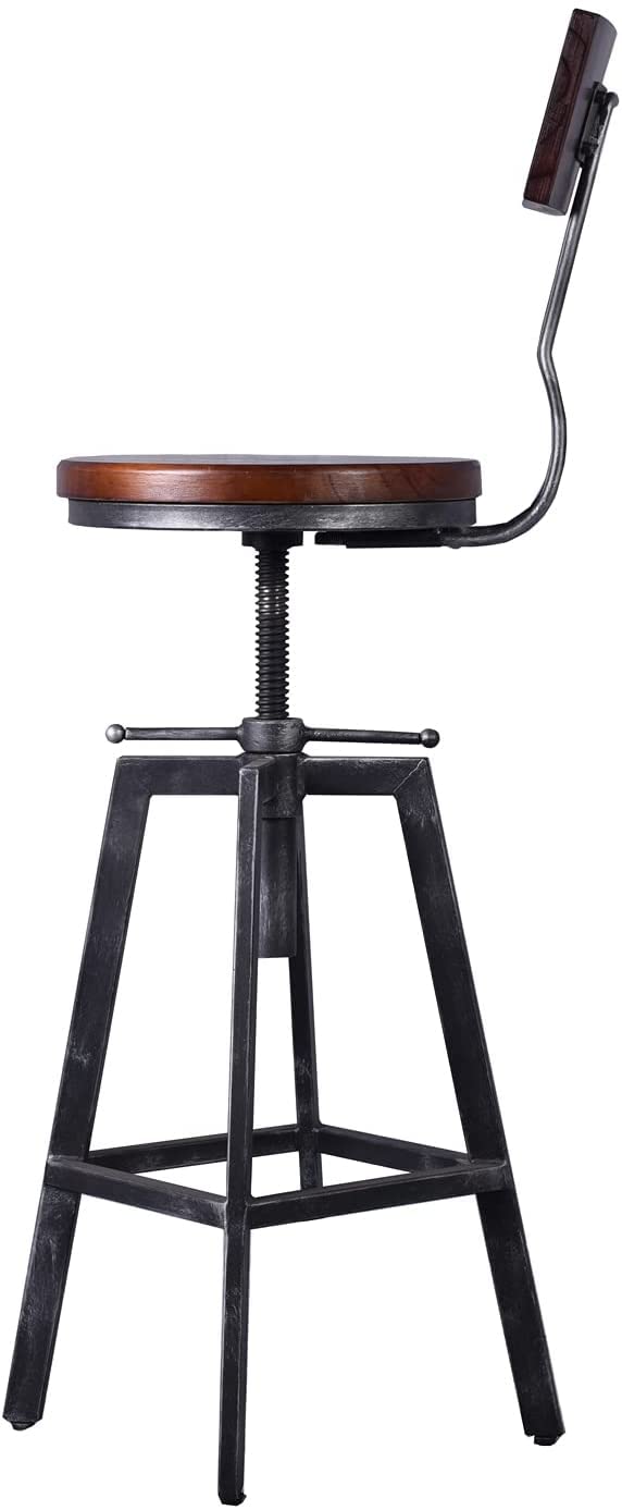 3-Piece Industrial Adjustable Bar Table Set with 2 Swivel Stools - Counter Height Dining Table for Kitchen, Pub & Bistro - Machinist Style Bar Table & Chairs for Home, Restaurant & Outdoor Use