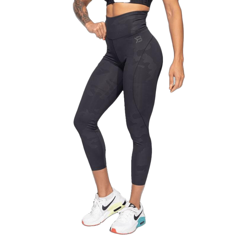 Better Bodies High Waist Leggings for Women - Black Camo Print Yoga Pants, Tummy Control Workout Leggings for Running, Gym & Lounge Wear