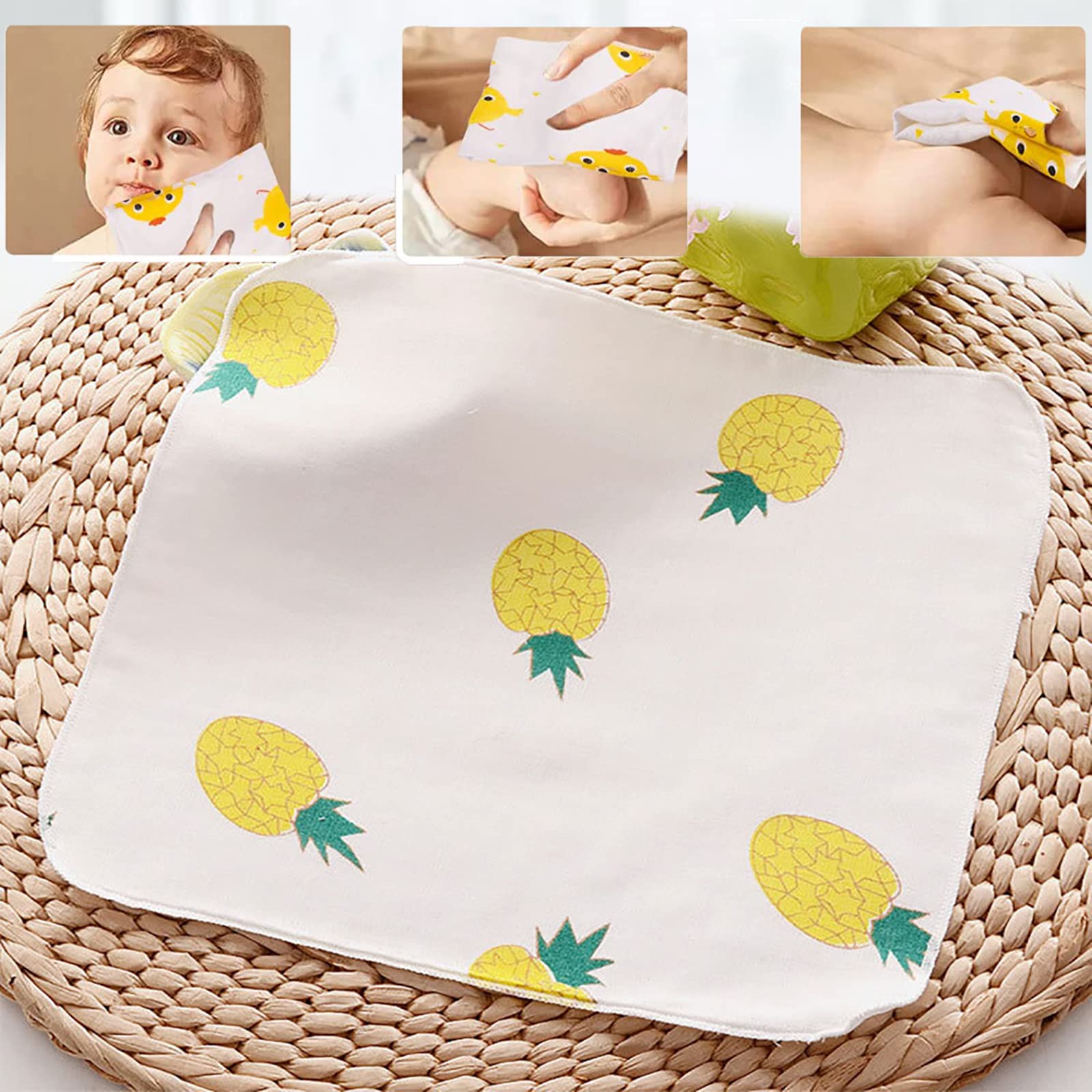 10Pcs Baby Muslin Washcloths - Super Soft & Absorbent Cotton Face Cloths for Newborns - Gentle Reusable Washable Squares for Baby Bath, Feeding & Diaper Changing - Perfect Baby Shower Gift (Random Patterns) - Ideal for Nursery, Travel & Daily Care
