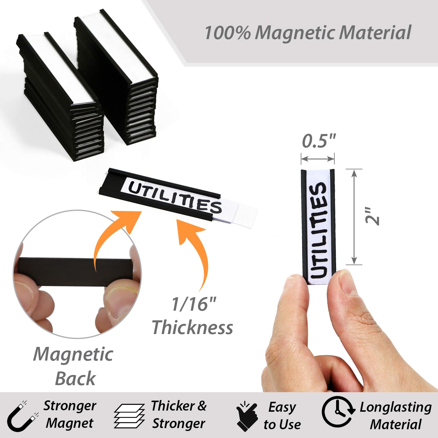 SmartSign Pack of 25 Magnetic 'C' Channel Label Holders | 0.5