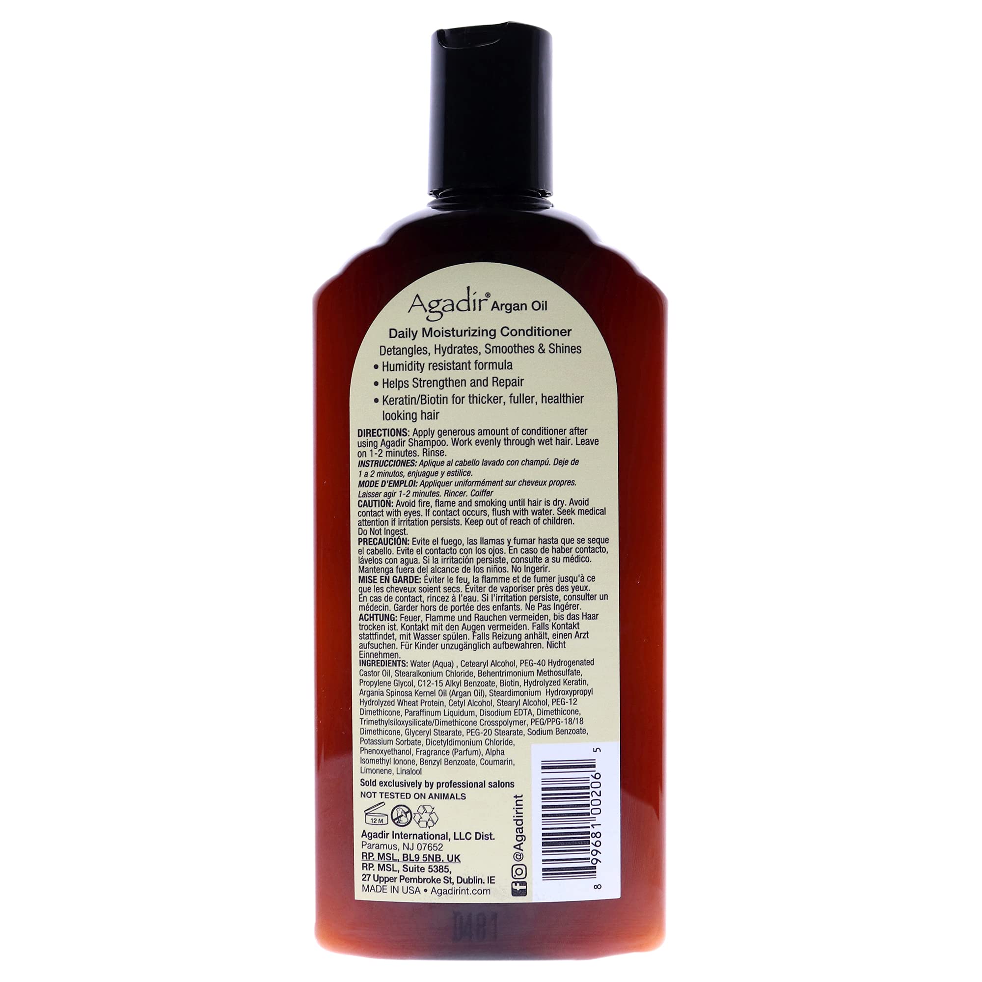 AGADIR Argan Oil Daily Moisturizing Conditioner for Dry & Damaged Hair - 12.4 Fl Oz | Hydrating & Repairing Hair Treatment | Perfect for Daily Use at Home or Salon
