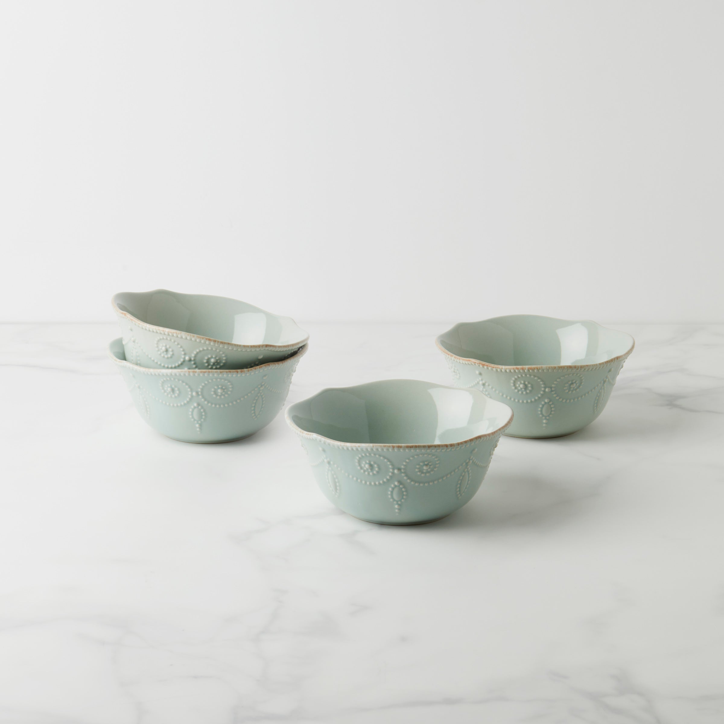 Premium French Perle All-Purpose Bowls Set of 4 - Elegant Porcelain Serving Bowls for Soup, Salad, Cereal & Dessert - Perfect for Dining, Entertaining & Everyday Use