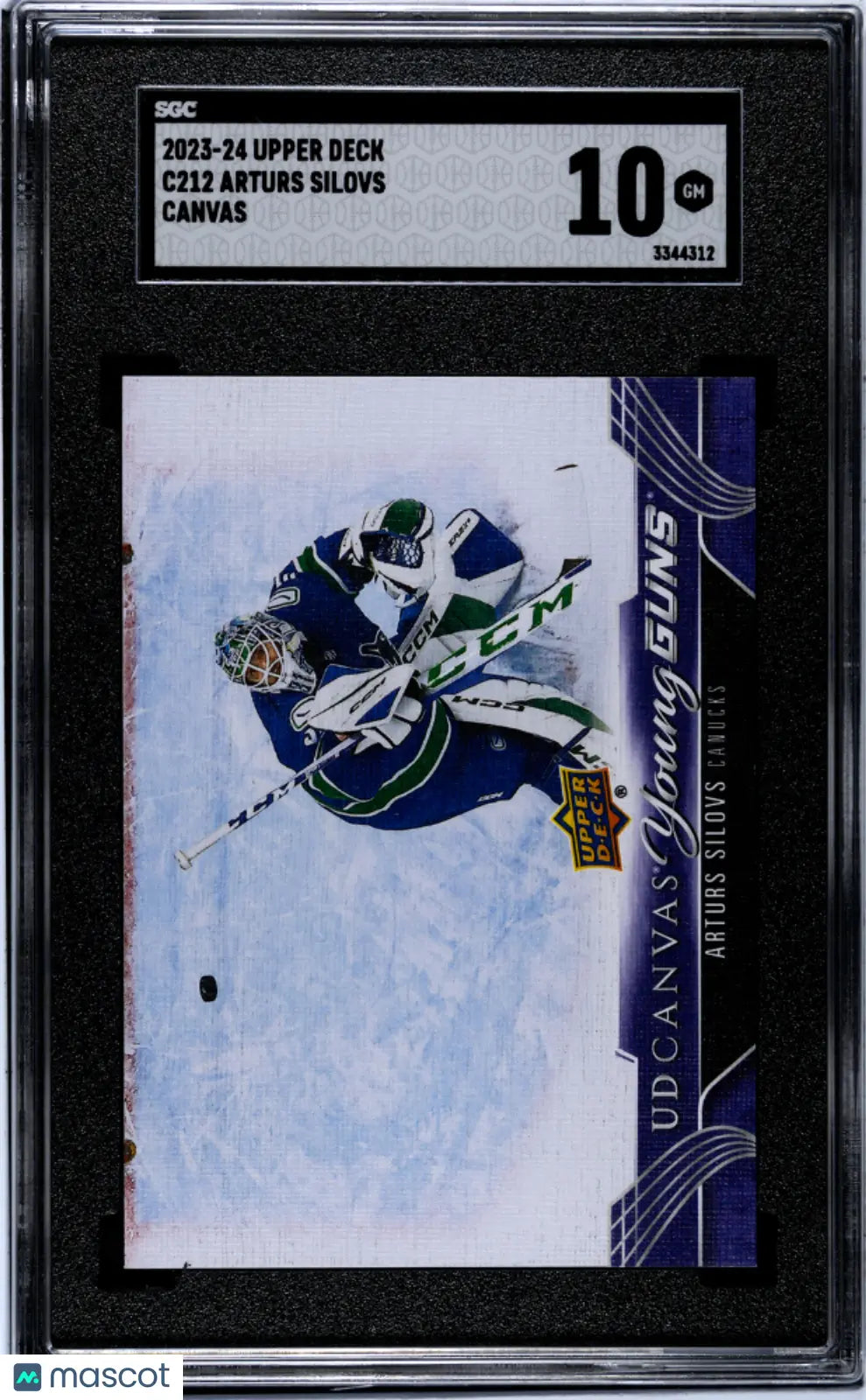 2023-24 Upper Deck Series 2 Hockey Arturs Silovs UD Canvas Young Guns Rookie Card SGC 10 Gem Mint - Perfect for NHL Collectors & Hockey Fans Display