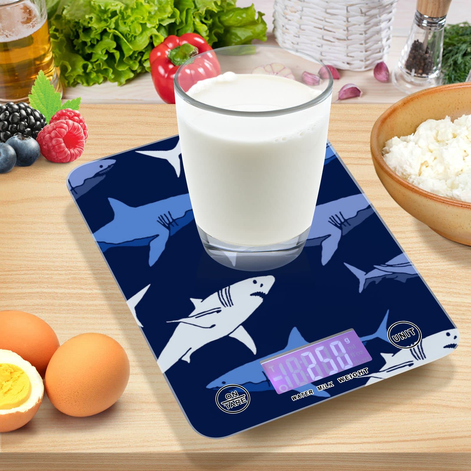 **Waterproof Digital Kitchen Scale - Shark Food Scale for Precise Weighing in Ounces & Grams | Ideal for Cooking, Baking & Weight Loss Tracking**