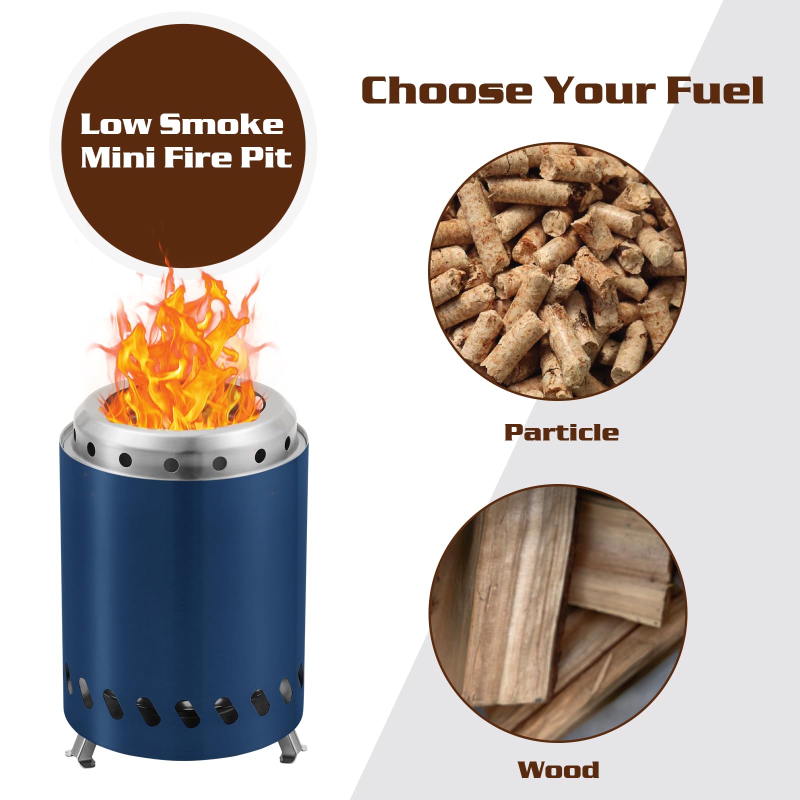 BRIAN & DANY Portable Tabletop Fire Pit with Stand - Solo Outdoor Stove for Camping, Patio & Backyard - Low Smoke Mini Fire Pit Burns Pellets or Wood - Safe & Compact (7.9