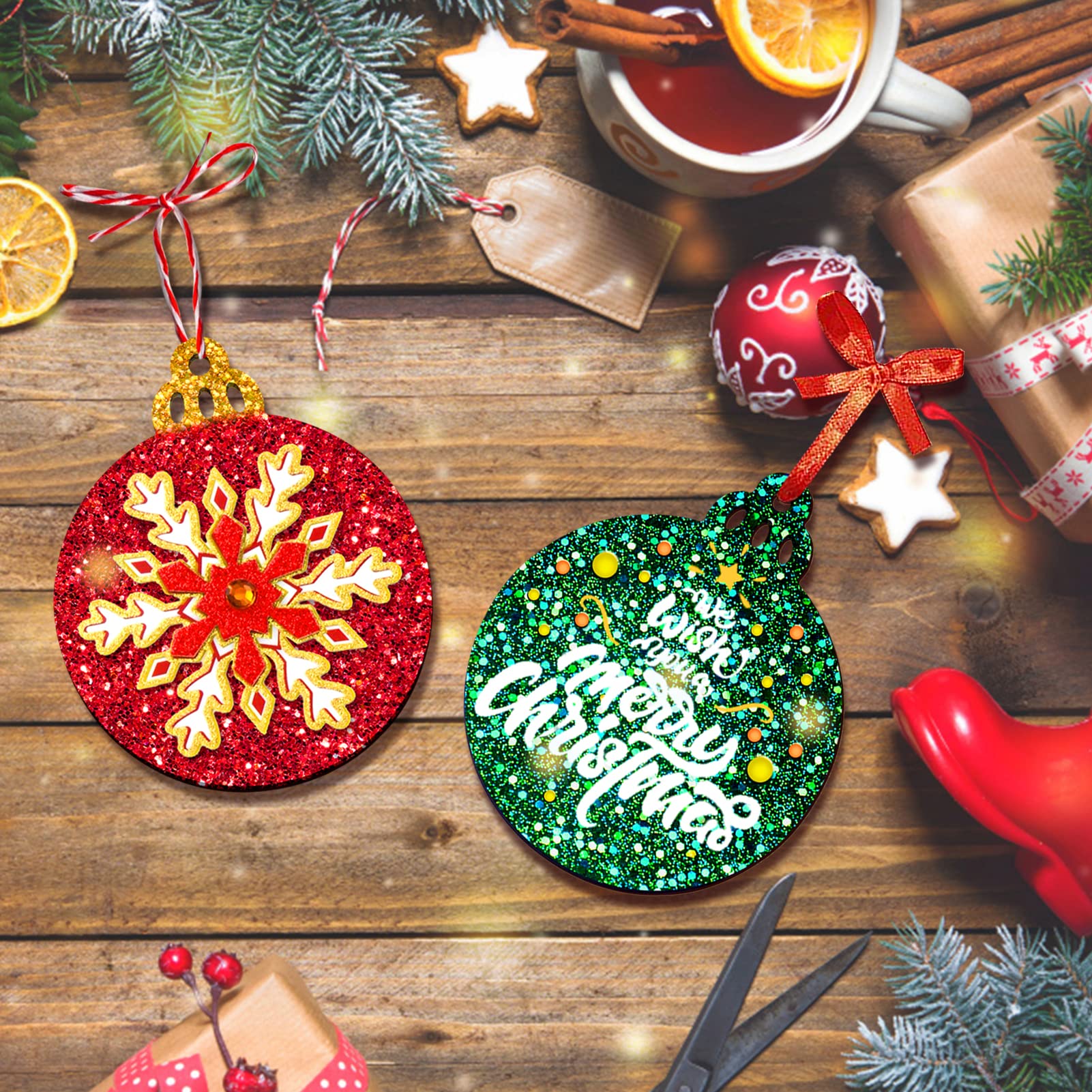 Juome Christmas Resin Molds Silicone - 4 Pcs Round Ornament Pendant Epoxy Molds for DIY Jewelry, Keychains & Holiday Decorations | Perfect for Christmas Crafts, Gift Making & Home Decor