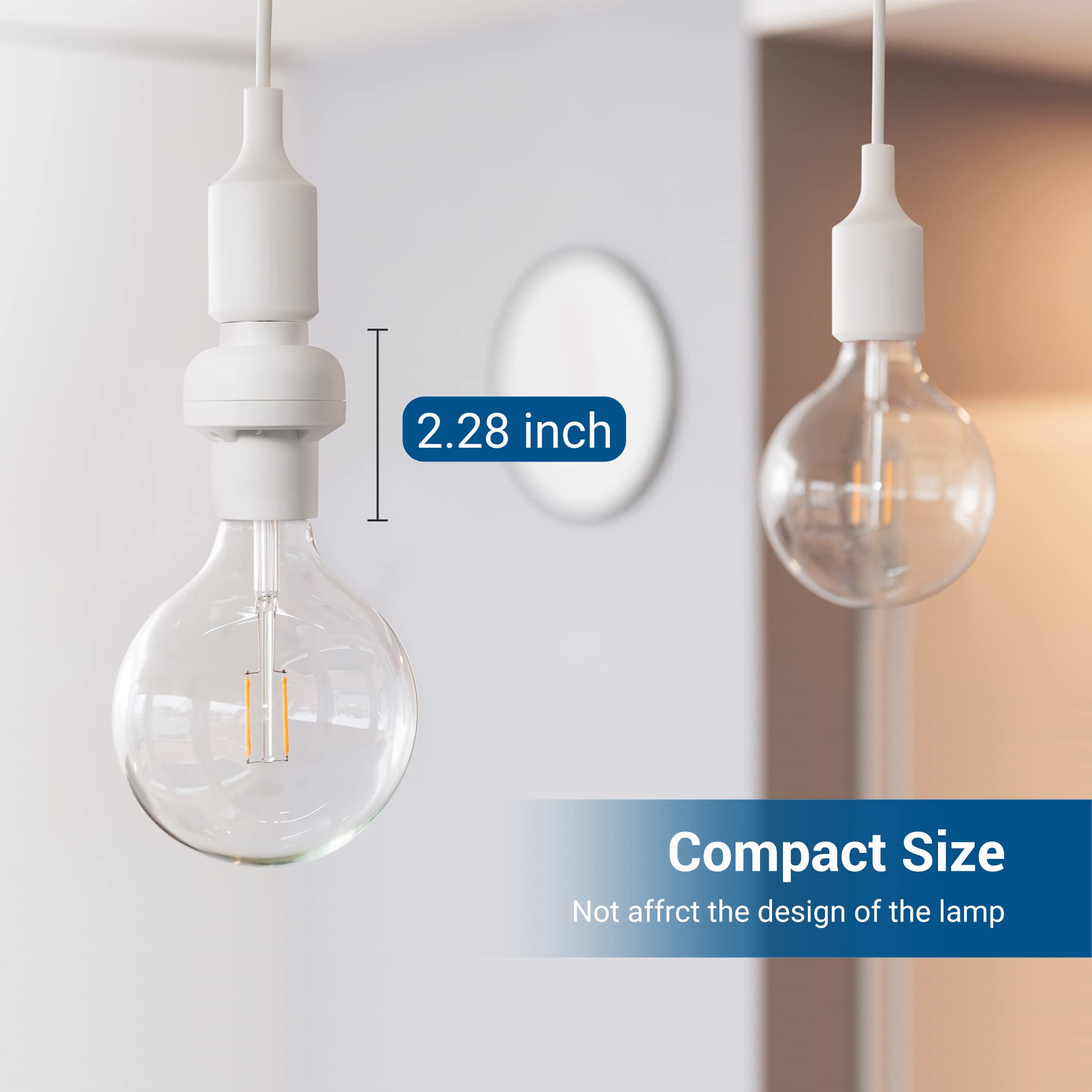 DEWENWILS Wireless Remote Control Light Bulb Socket - E26/E27 Base with Wall Mounted Switch for Pull Chain Fixtures | No Wiring Required | ETL Certified | Perfect for Bedrooms, Stairways & Hard-to-Reach Lights