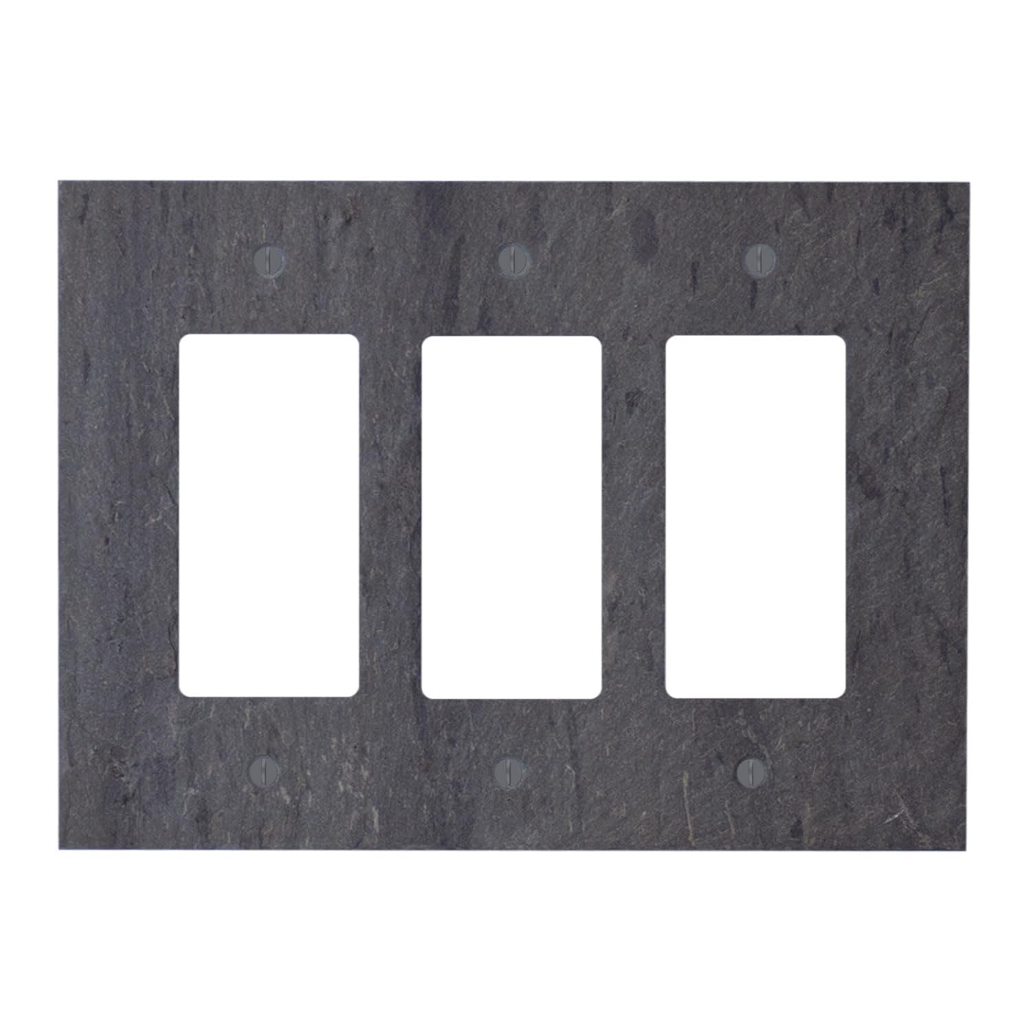 3 Gang Electrical Switch Plate Outlet Wall Plate - GFCI Rocker, Decora Triple Decorator Light Switch Cover Faceplate - Vermont Slate Gray (6.75” W x 5” H) for Home, Office & Commercial Use