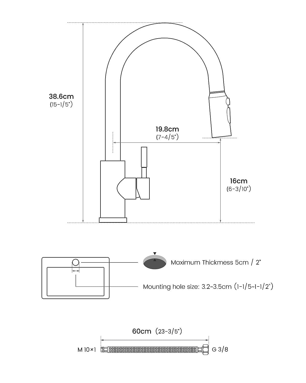 APPASO Oil Rubbed Bronze Kitchen Faucet with Pull Down Sprayer - 3 Function High Arc Single Handle Stainless Steel Sink Faucet for Modern Kitchens | Perfect for Washing Dishes, Filling Pots & Cleaning Vegetables