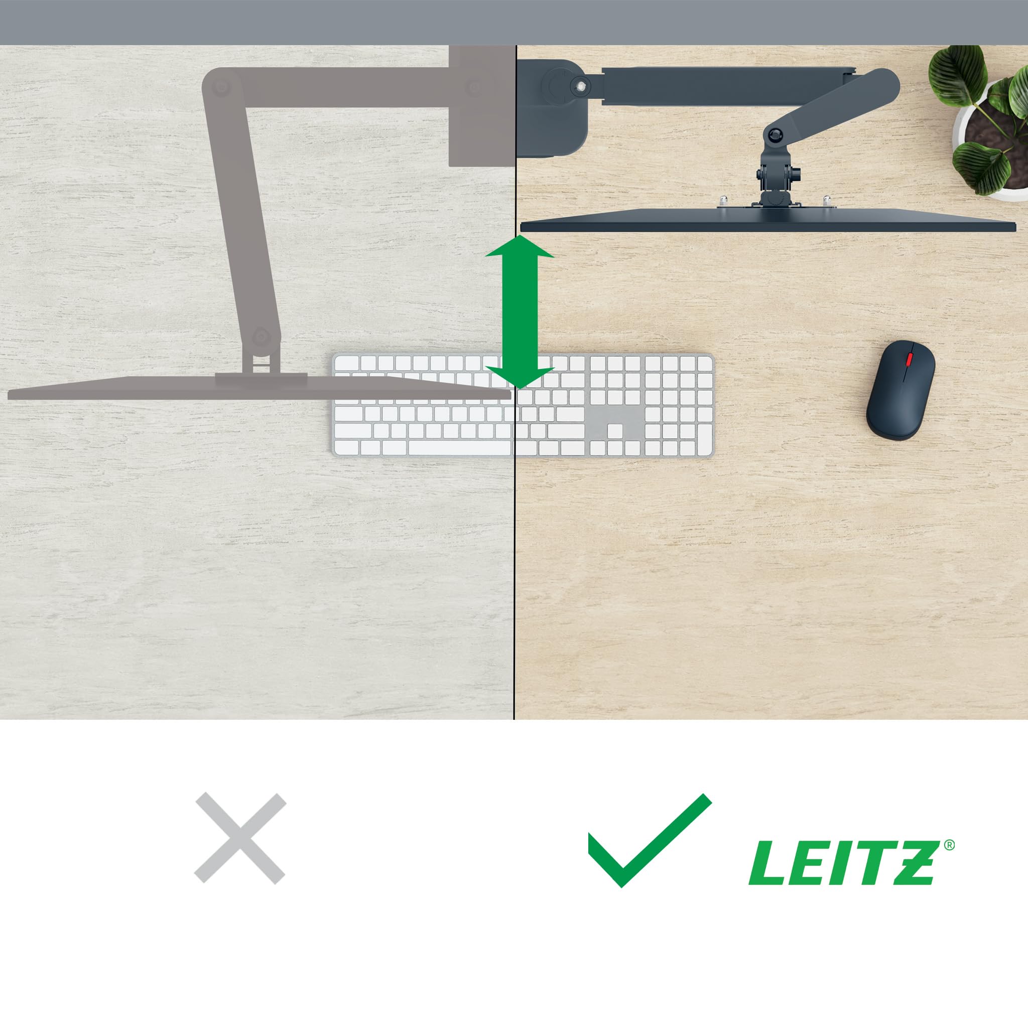 Leitz Ergo Space Saving Monitor and Laptop Arm - Adjustable Desk Mount Stand for 32